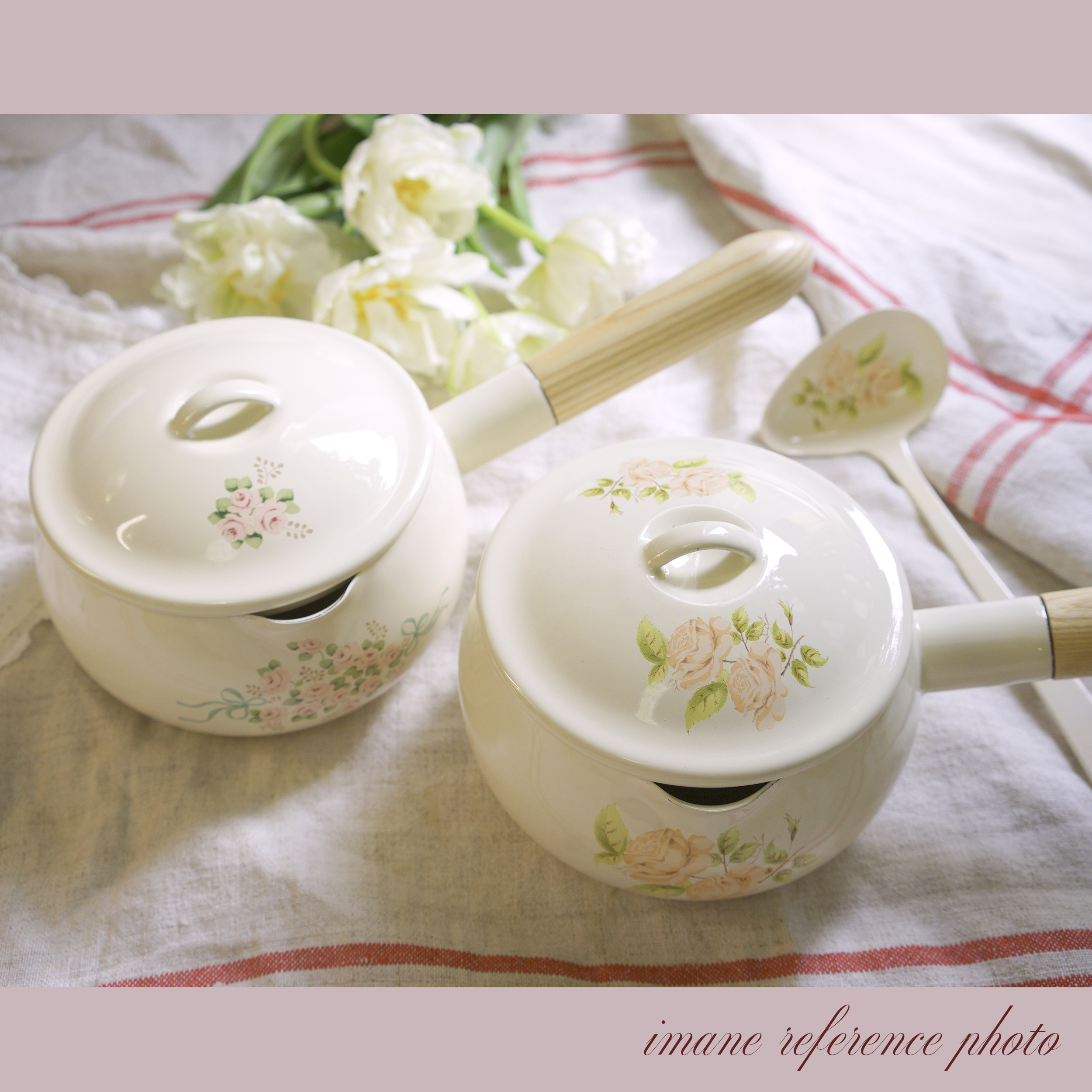 美品♡フランスアンティーク ホーロー 薔薇 ウェディングセット