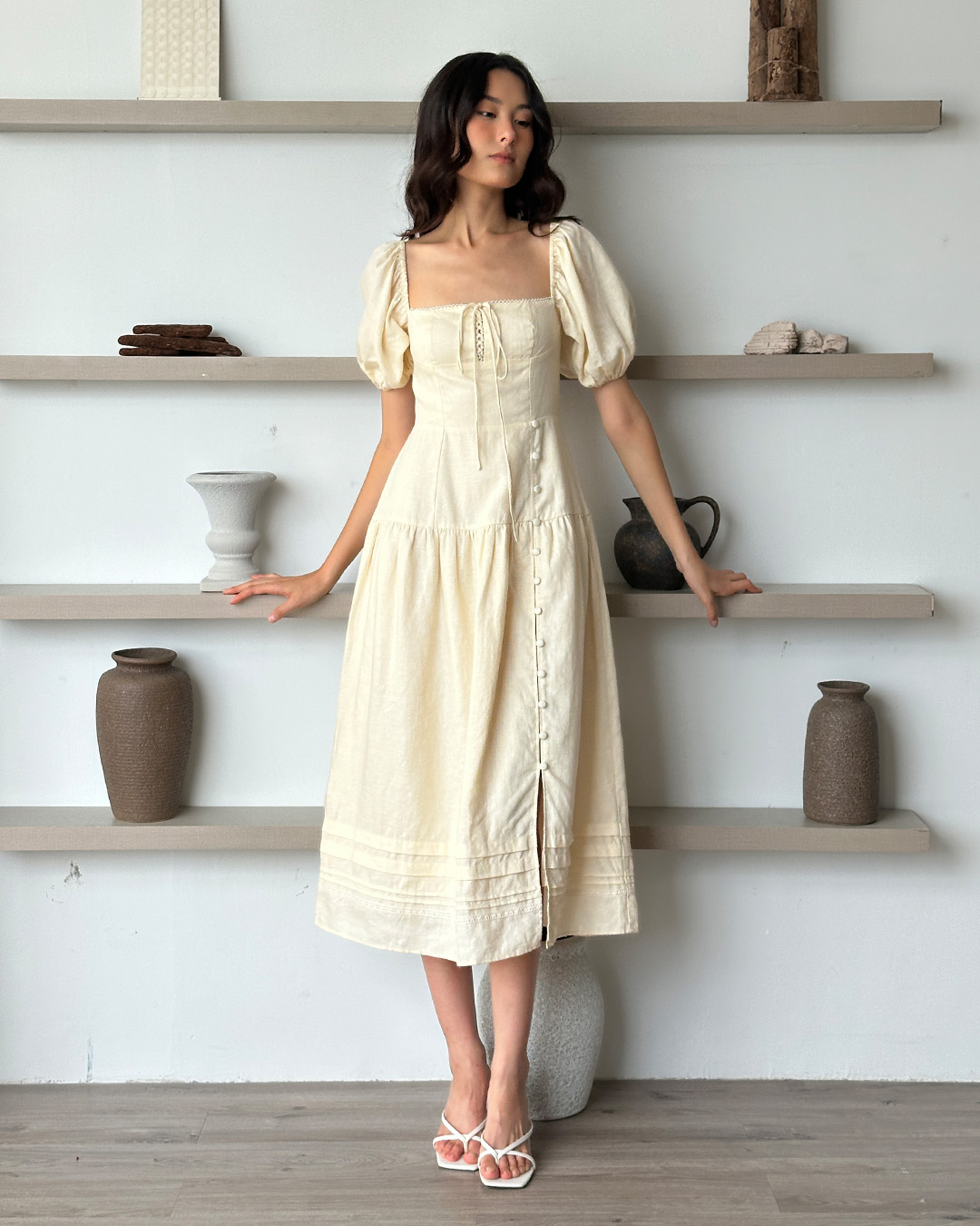 Katie Midaxi Dress - Cream | Caramel Monster
