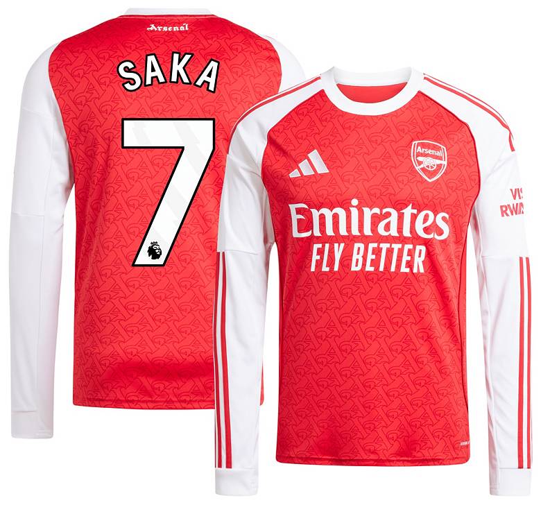 adidas Adult Arsenal Bukayo Saka #7 2025 Home Replica Jersey