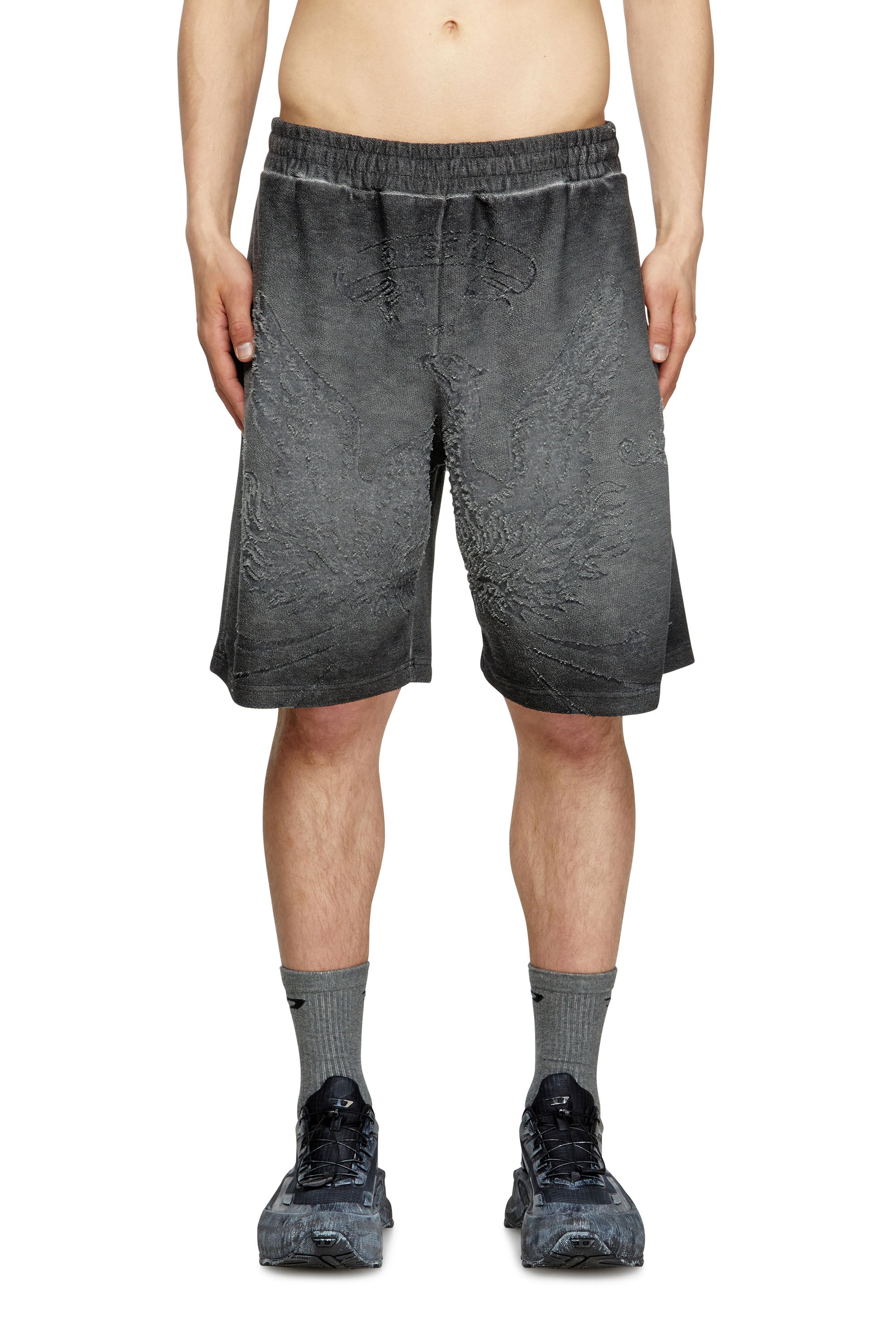 Men's Sweat shorts with phoenix devoré | Grey | Diesel