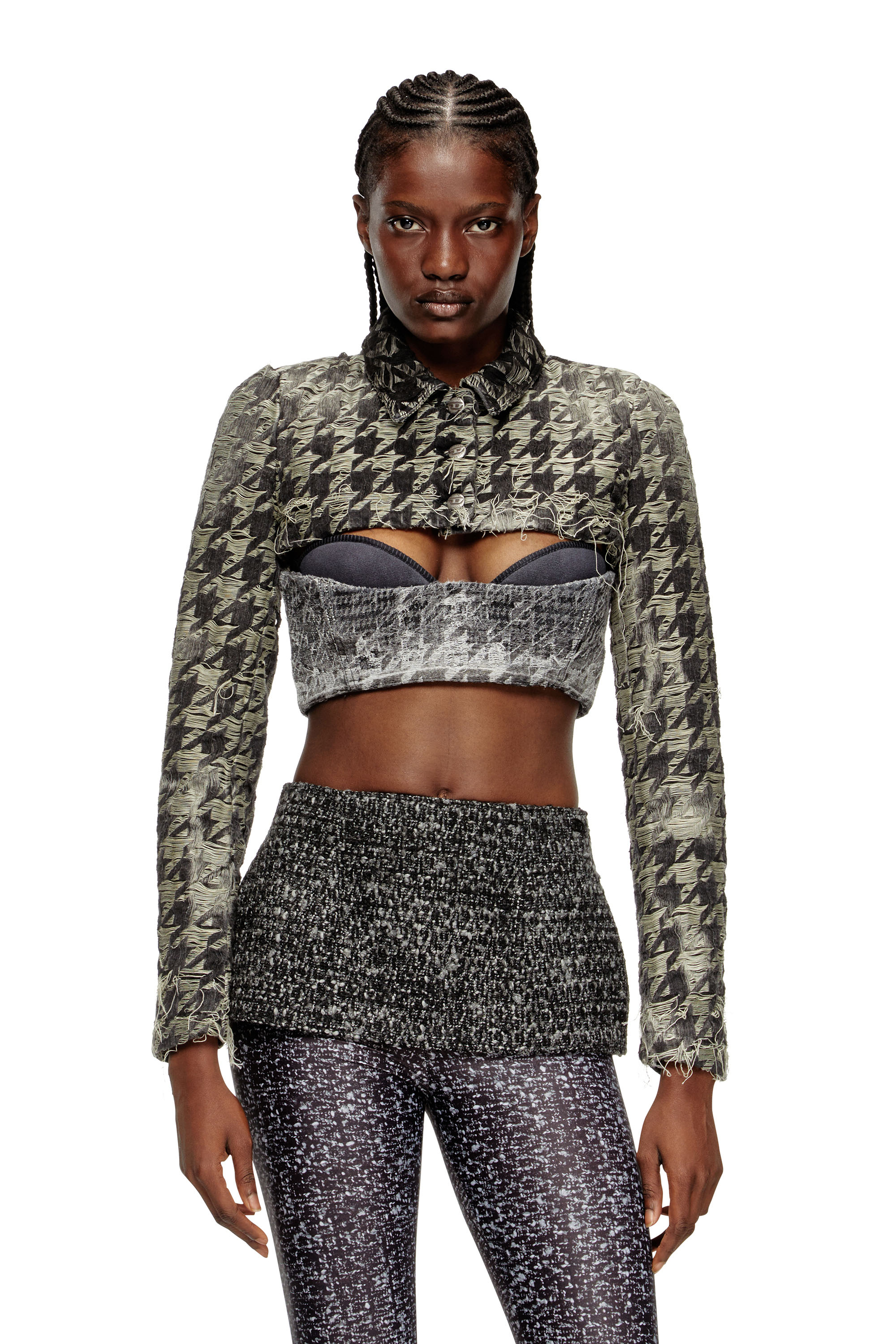 Women's Shrug in houndstooth-weave denim | Multicolor | Diesel