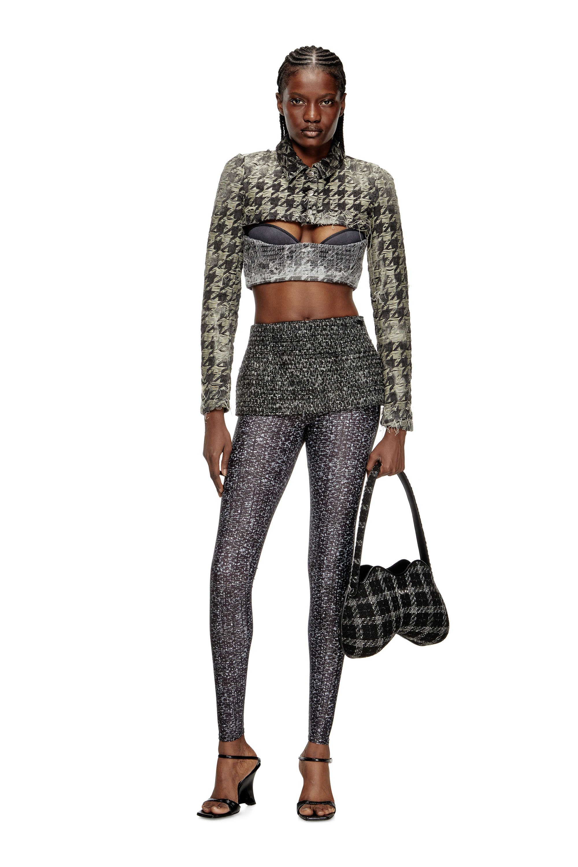 Women's Shrug in houndstooth-weave denim | Multicolor | Diesel