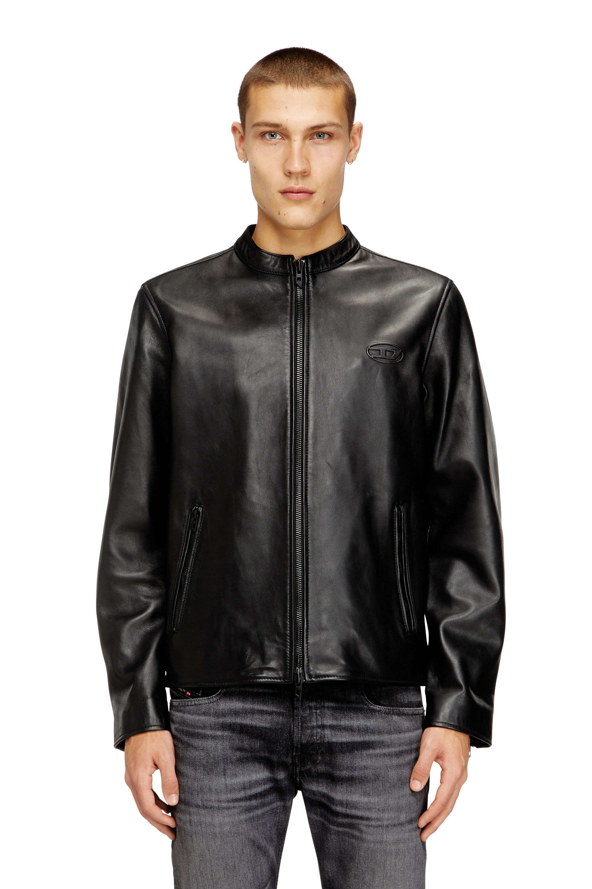 Men's Biker jacket in waxed leather | Black | Diesel