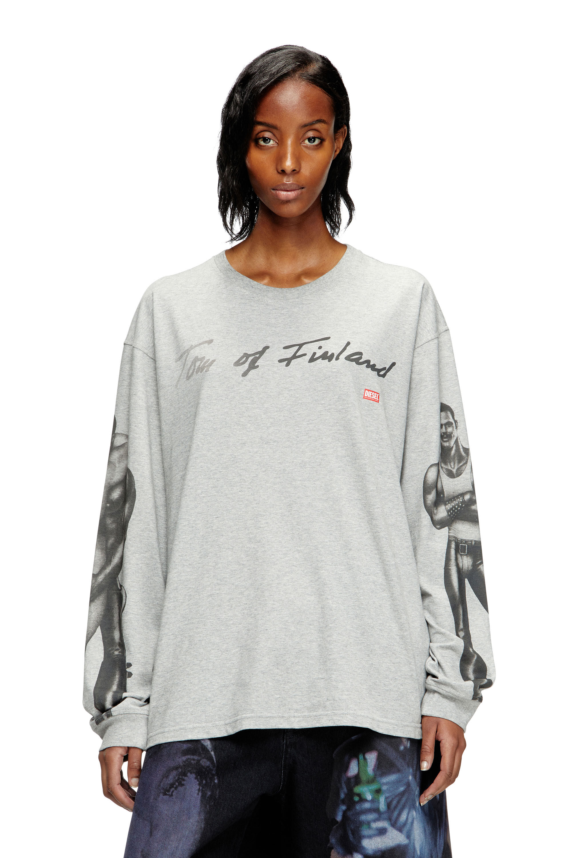 Women's Long-sleeve T-shirt with graphic print | Grey | Diesel