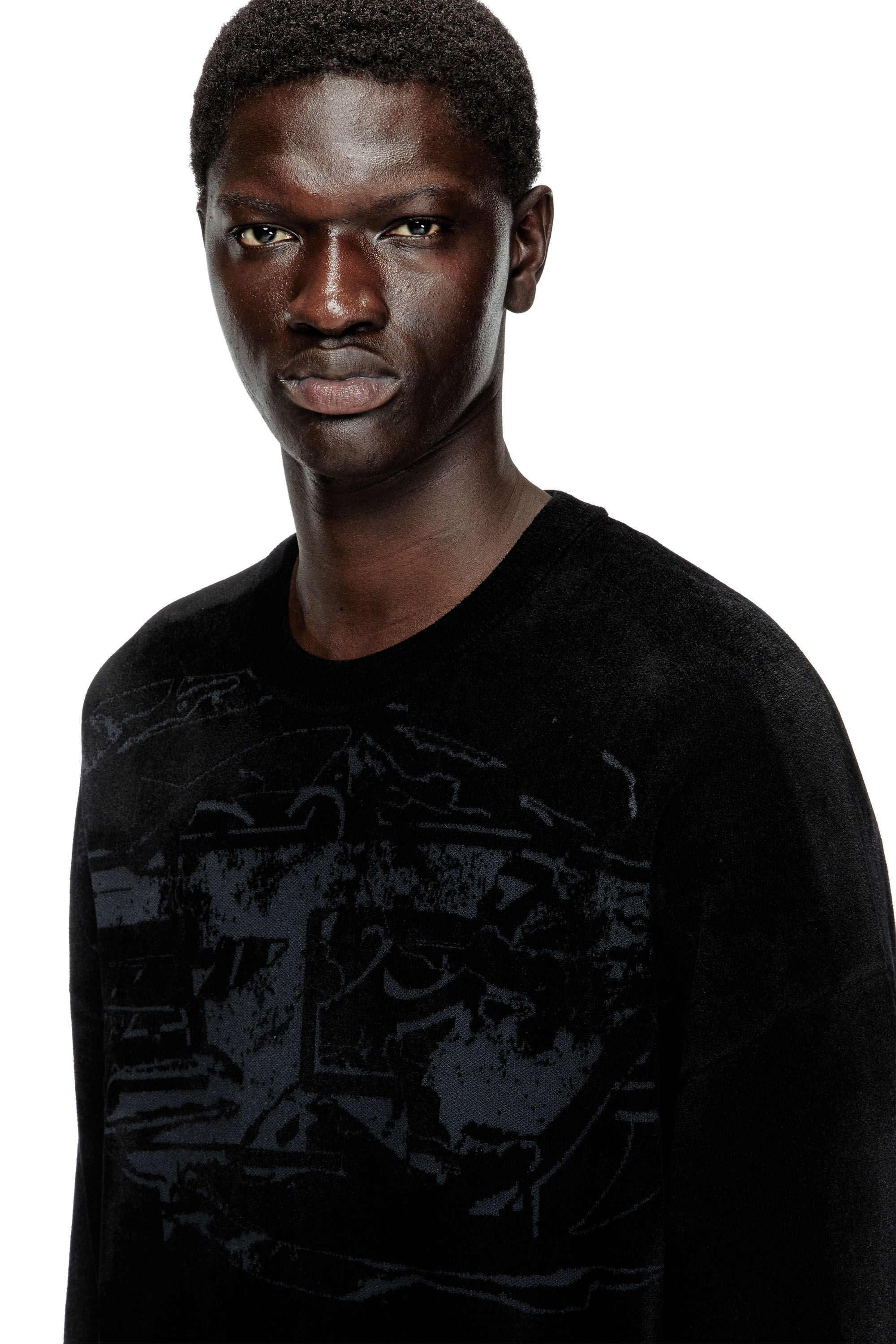 Men's Chenille-jacquard jumper with logo motif | Black | Diesel