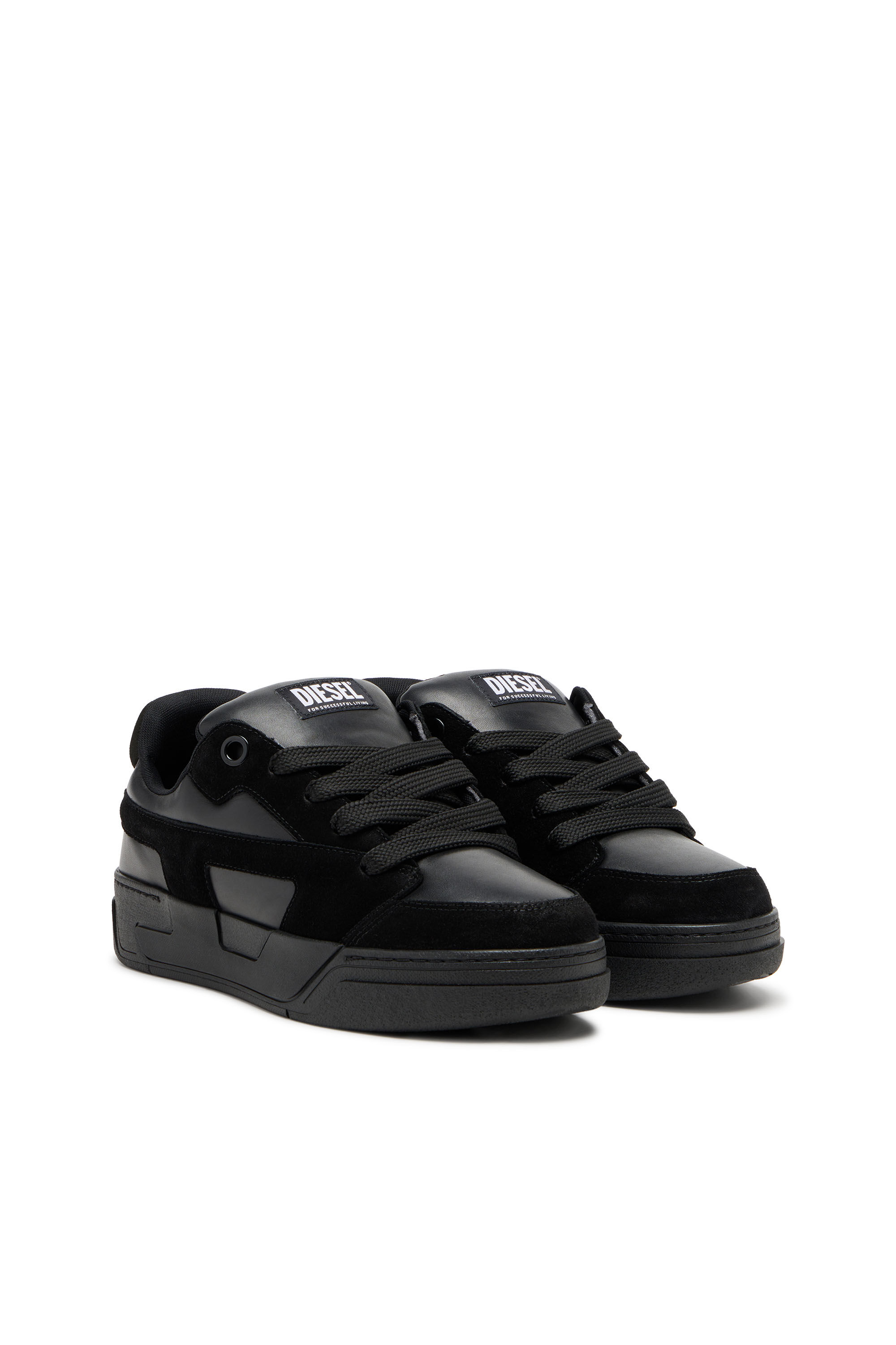 Men's D-Ollie-Monochrome sneakers in suede and leather | Black
