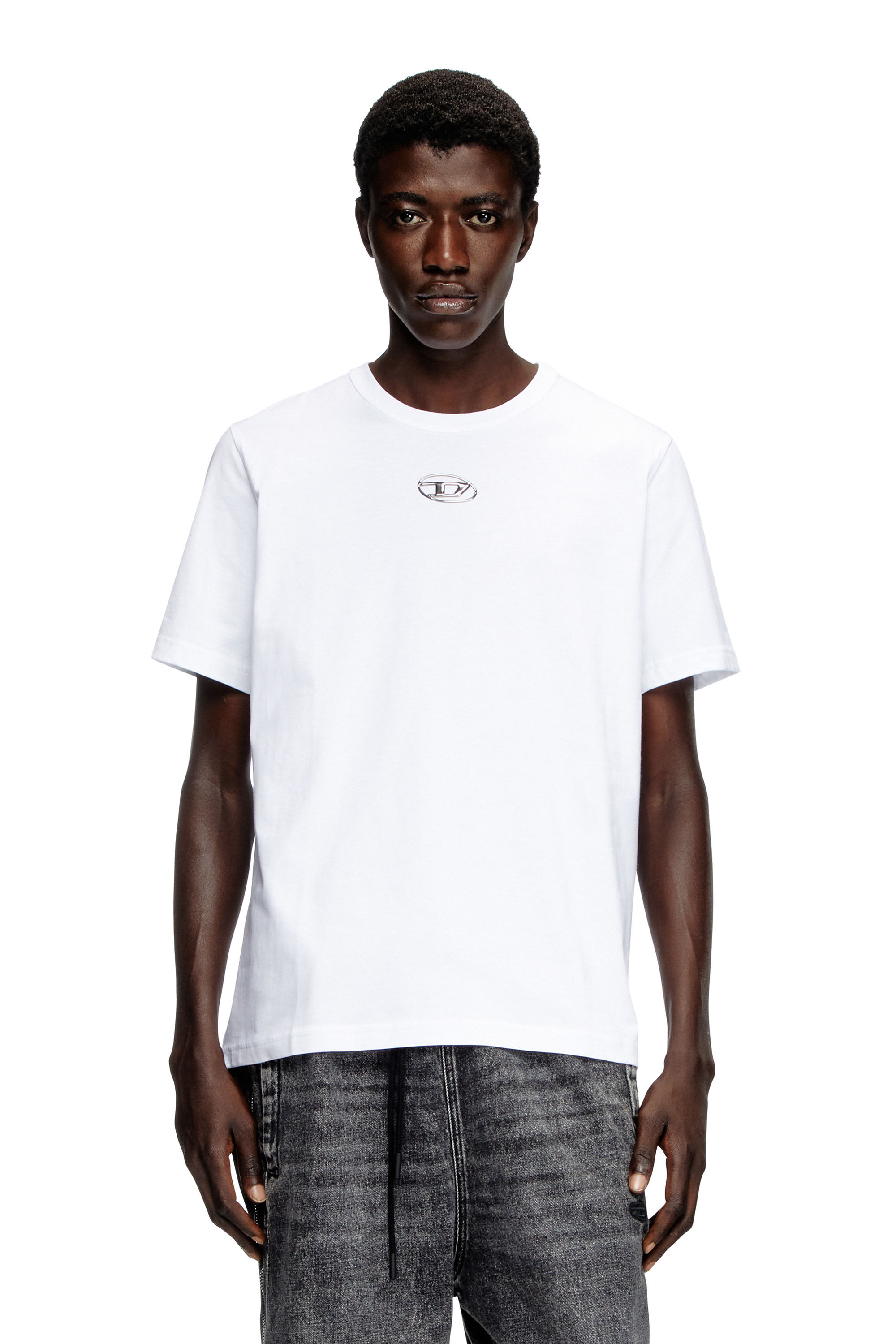 Men's T-shirt with metallic Oval D | White | Diesel
