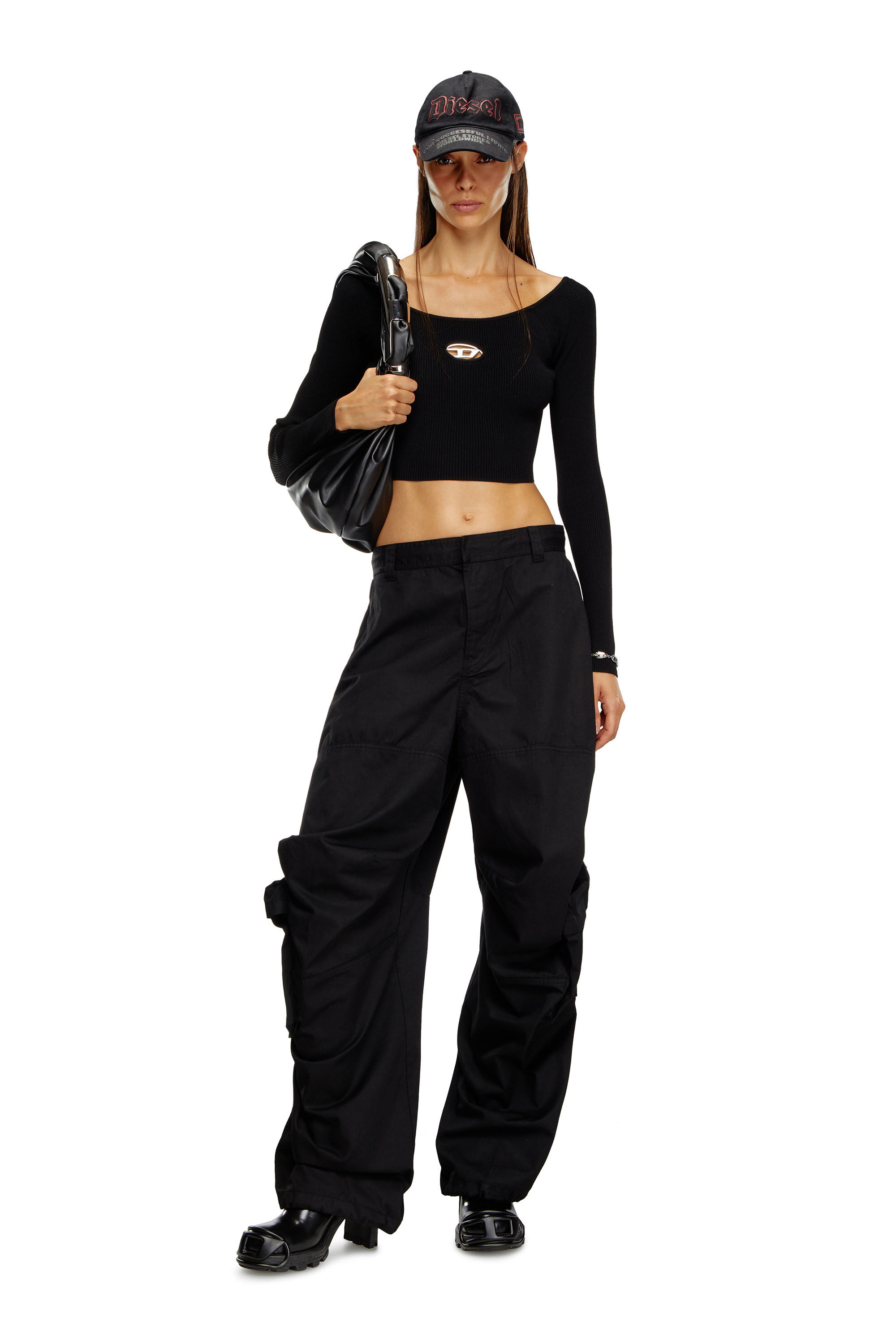 Women's Off-the-shoulder top in ribbed knit | Multicolor | Diesel