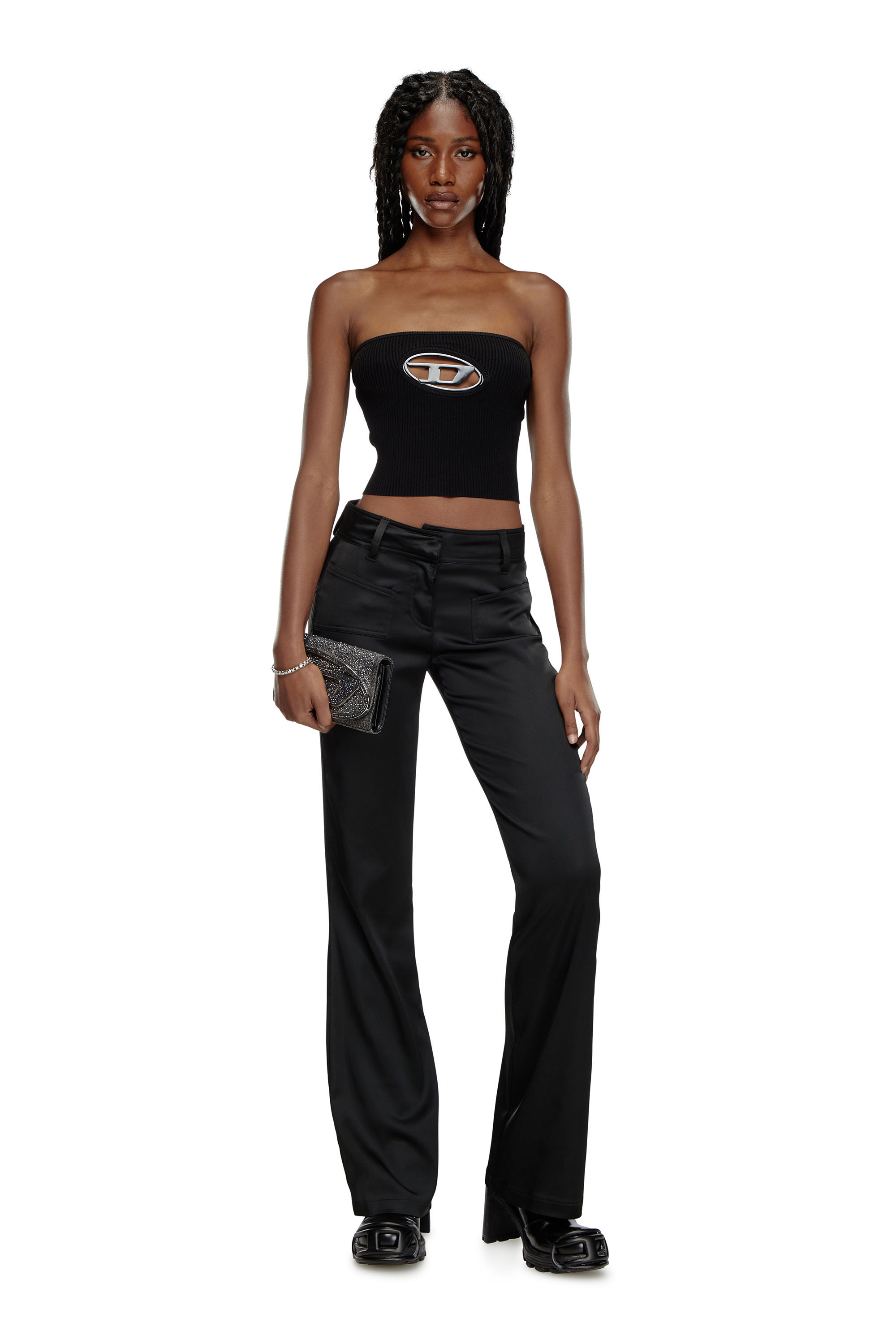 M-CLARKSVILLE Woman: Bandeau ribbed Top, D logo plaque | Diesel