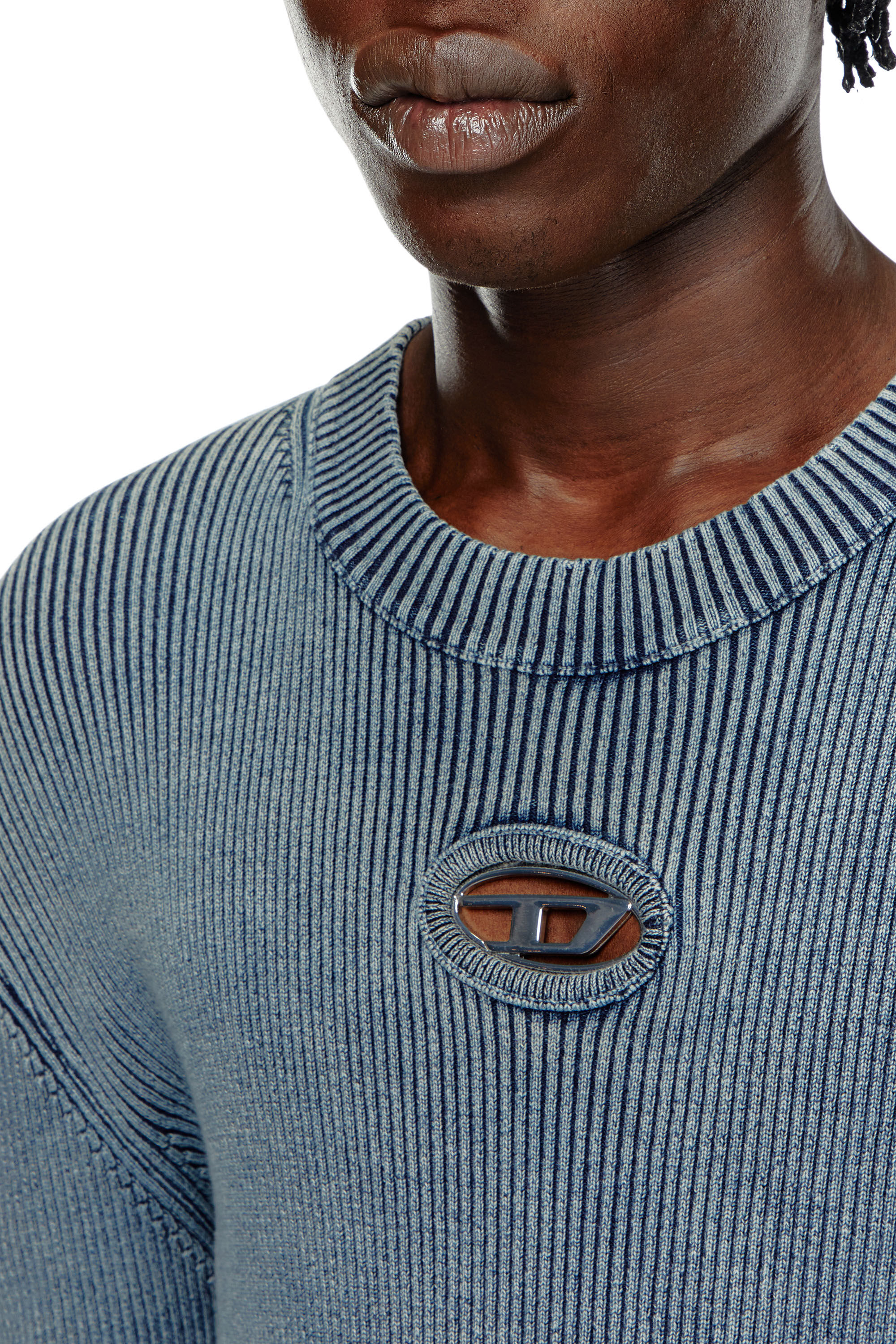 Men's Cut-out jumper with Oval D | Blue | Diesel