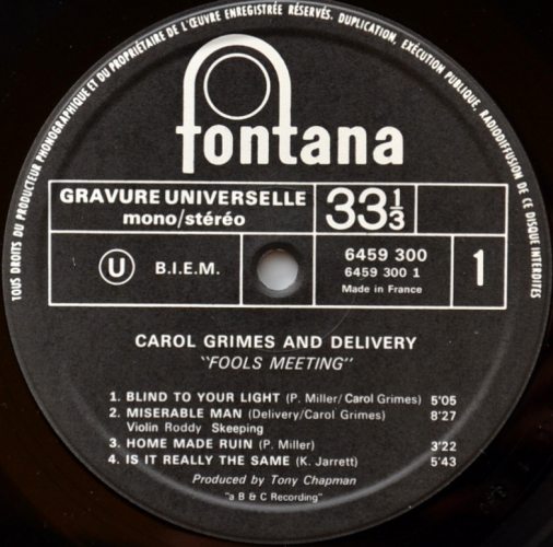Carol Grimes And Delivery / Fools meeting (France) - DISK-MARKET