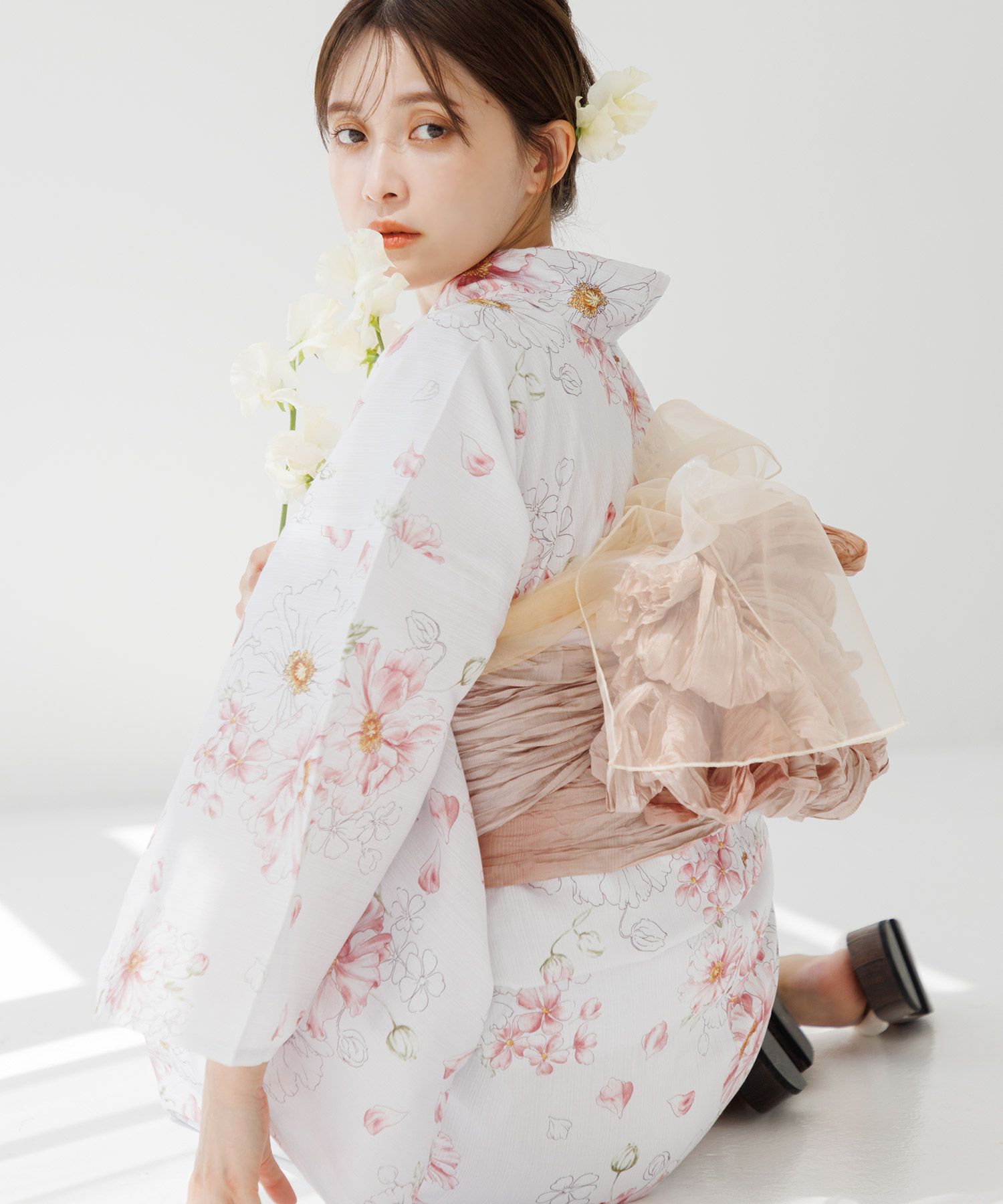 Dita 浴衣4点セット 梅見月の菊ちらしDita】 1人で着