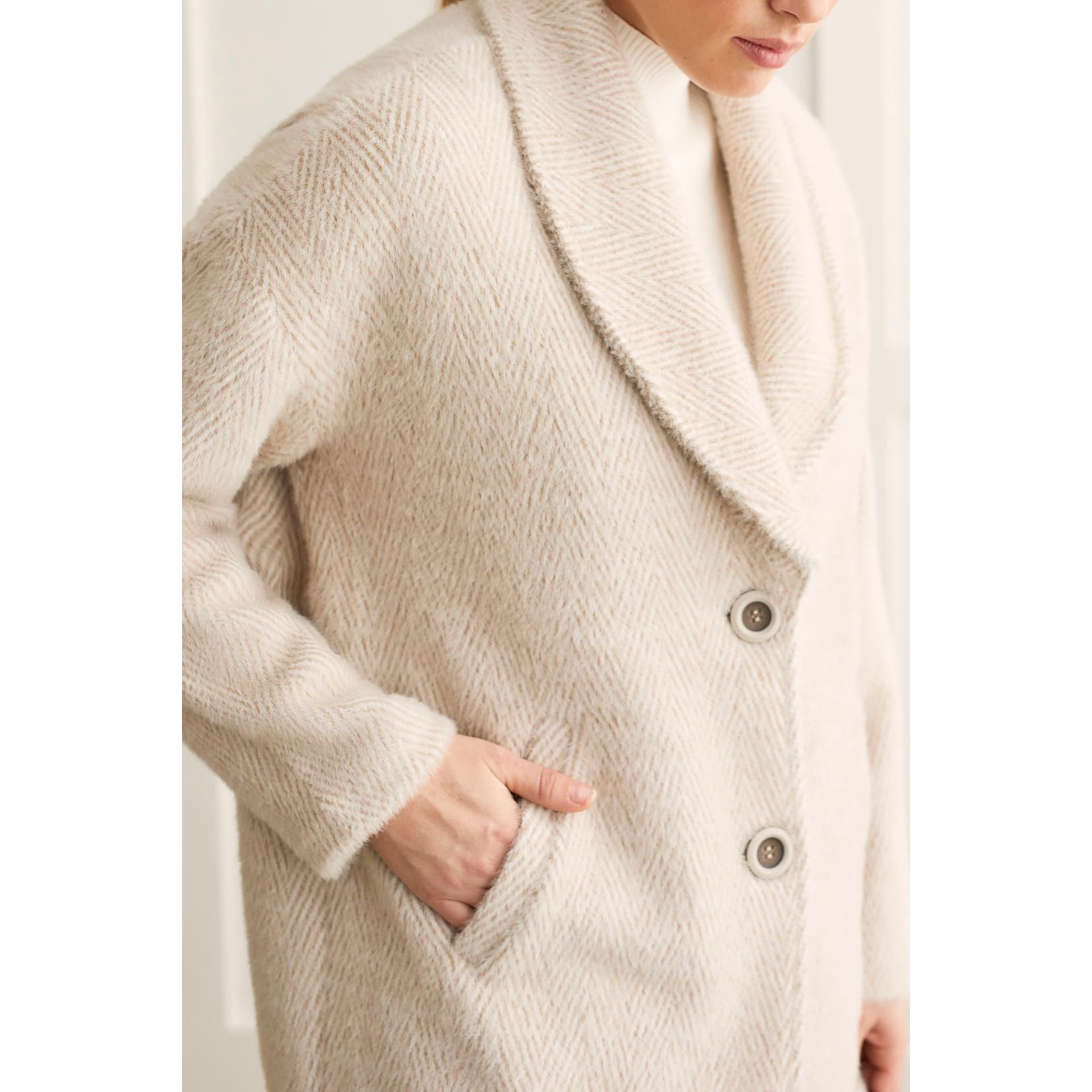 Divalani Style - Tribal - 1429O-3781 LONG SLEEVE SHAWL COLLAR COAT