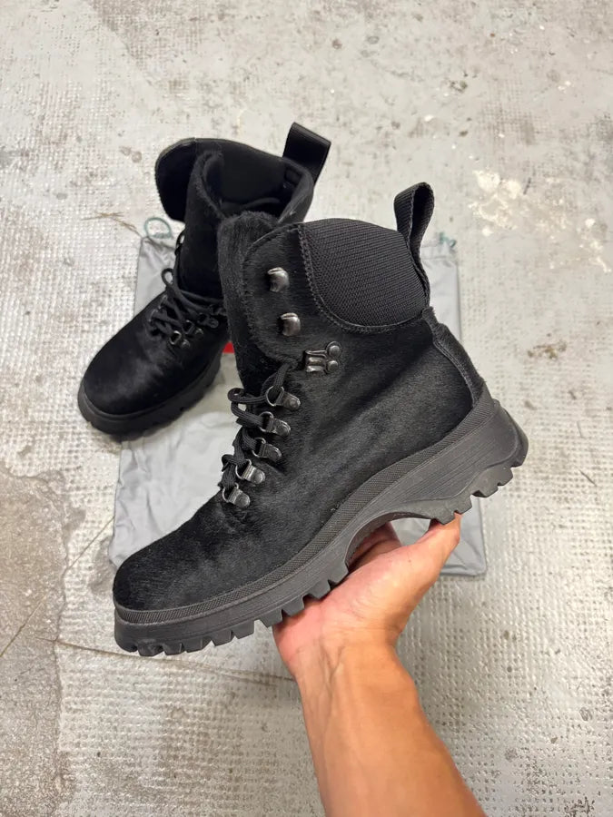 AW1999 Prada Linea Rossa Black Pony Hair Leather Boots – Dolce