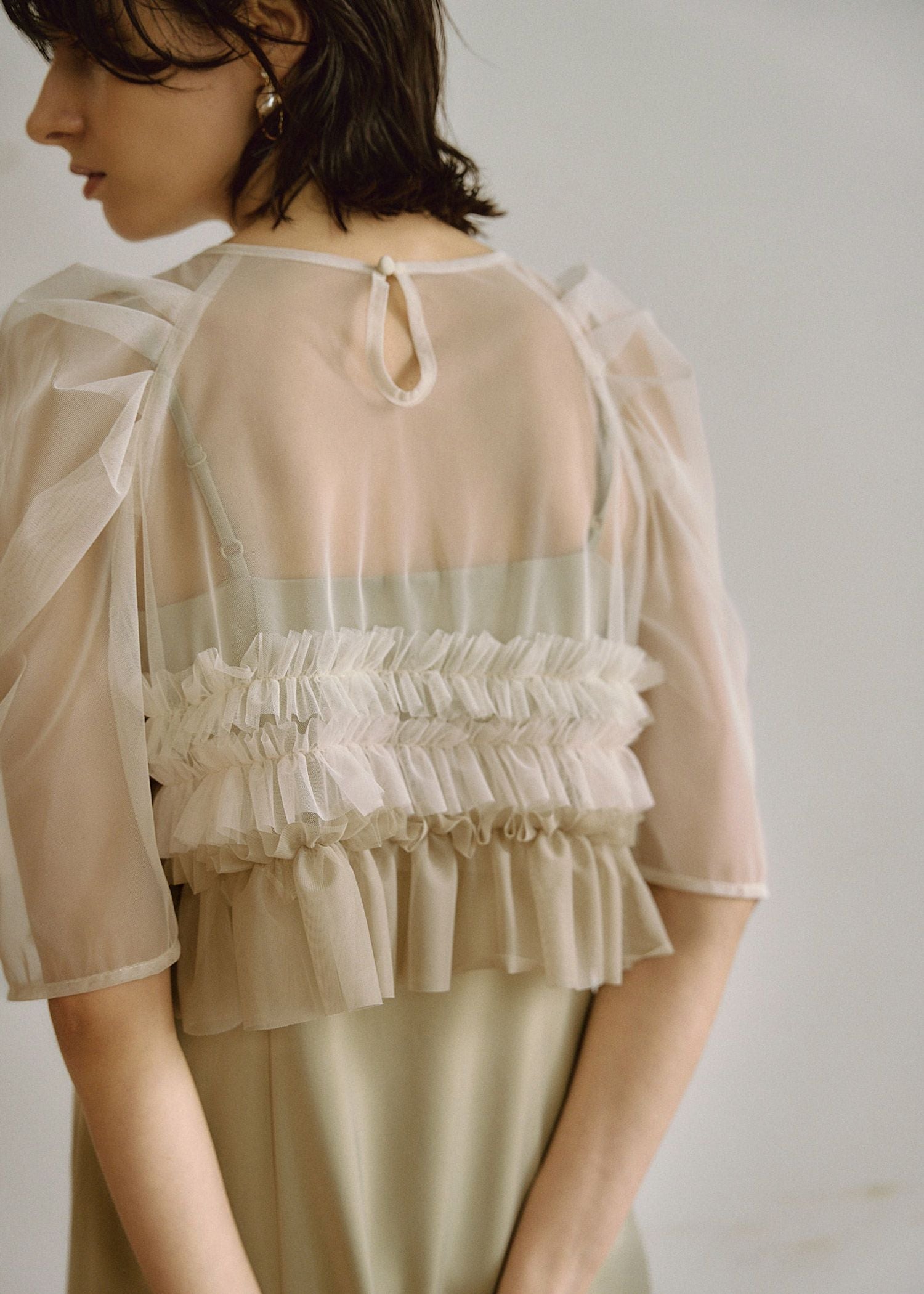 Ruffle tulle airy dress|LE'RURE