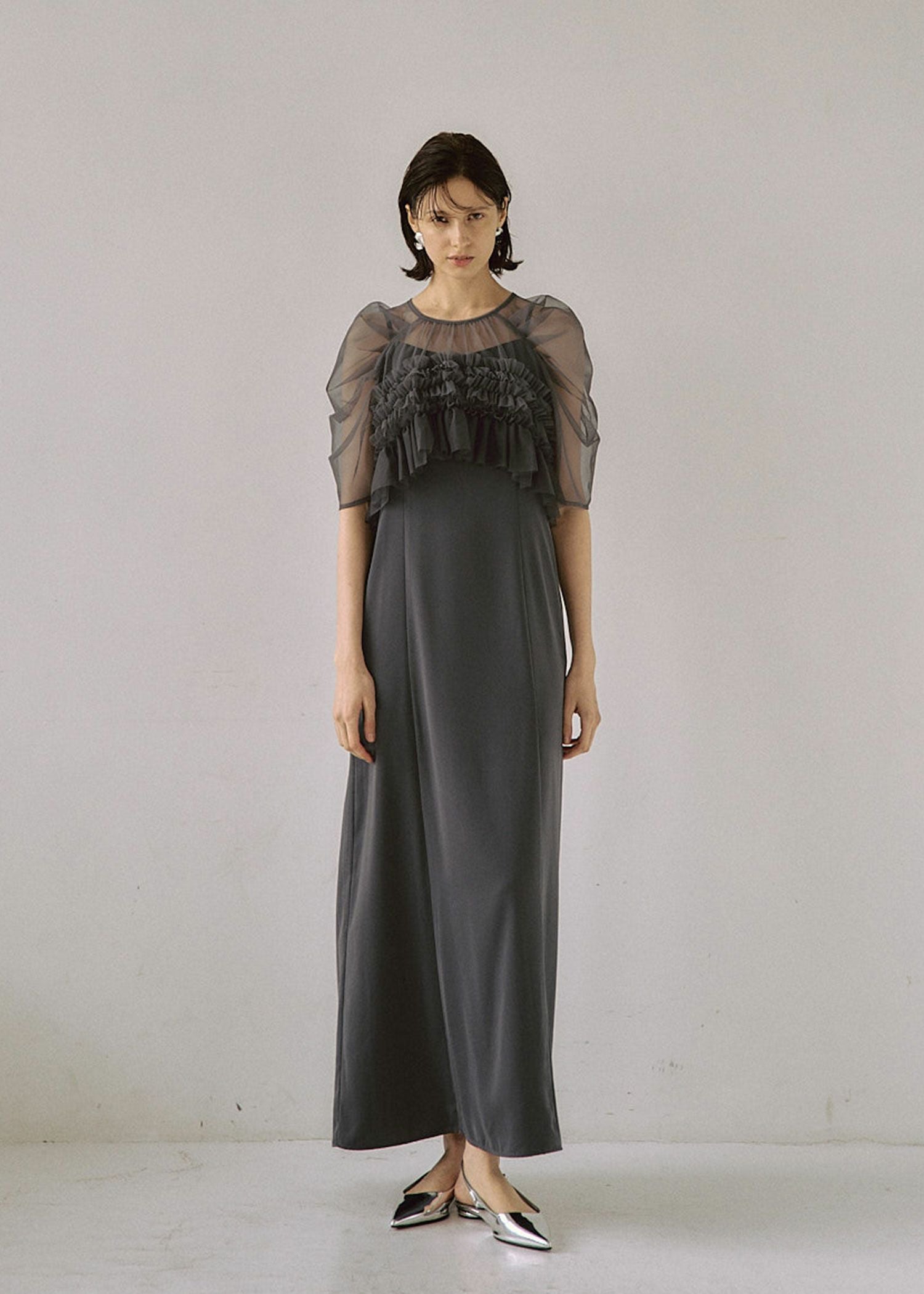 Ruffle tulle airy dress|LE'RURE