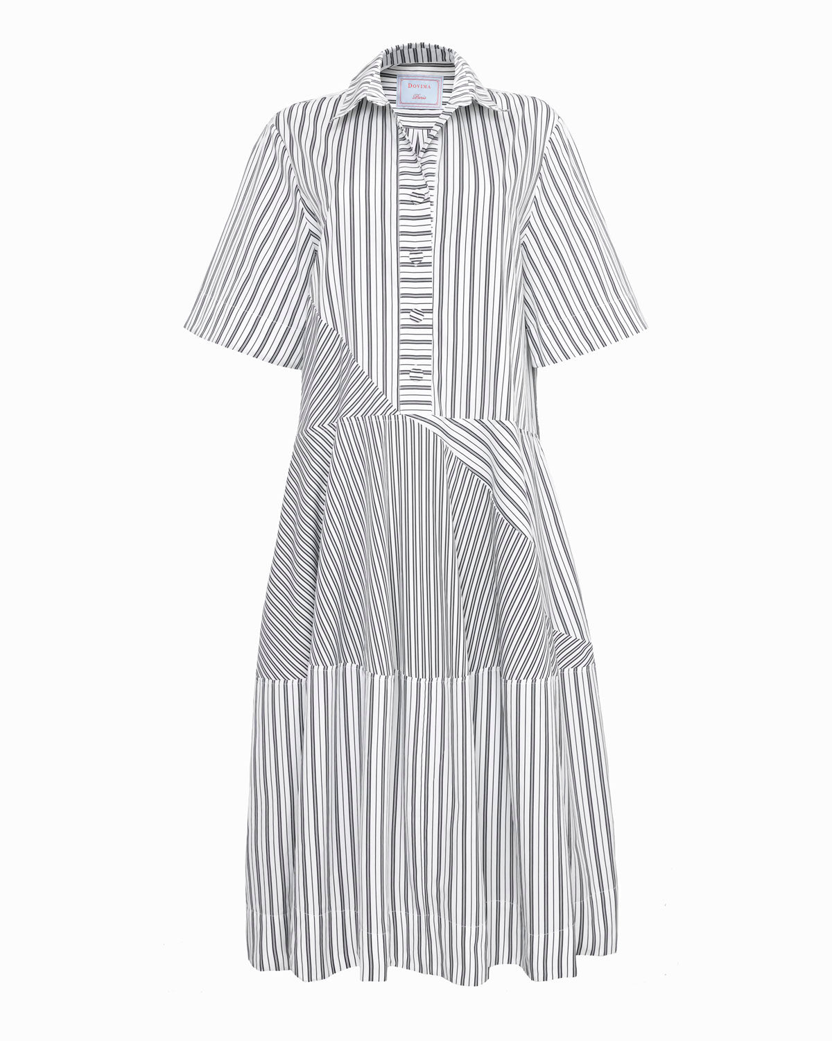 MINTY - ASYMETRICALLY SEAMED BLACK & WHITE STRIPE DRESS – Dovima Paris