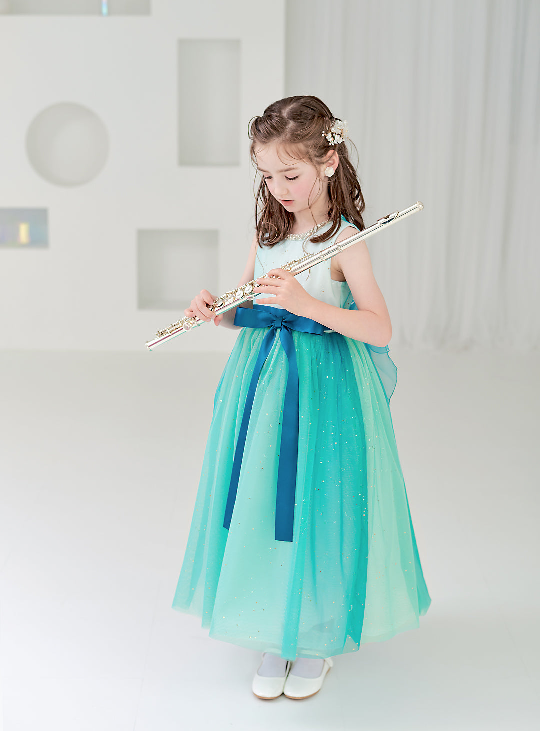 子供ドレス|子供ドレスならピーコックブルービジューストーンロングドレス