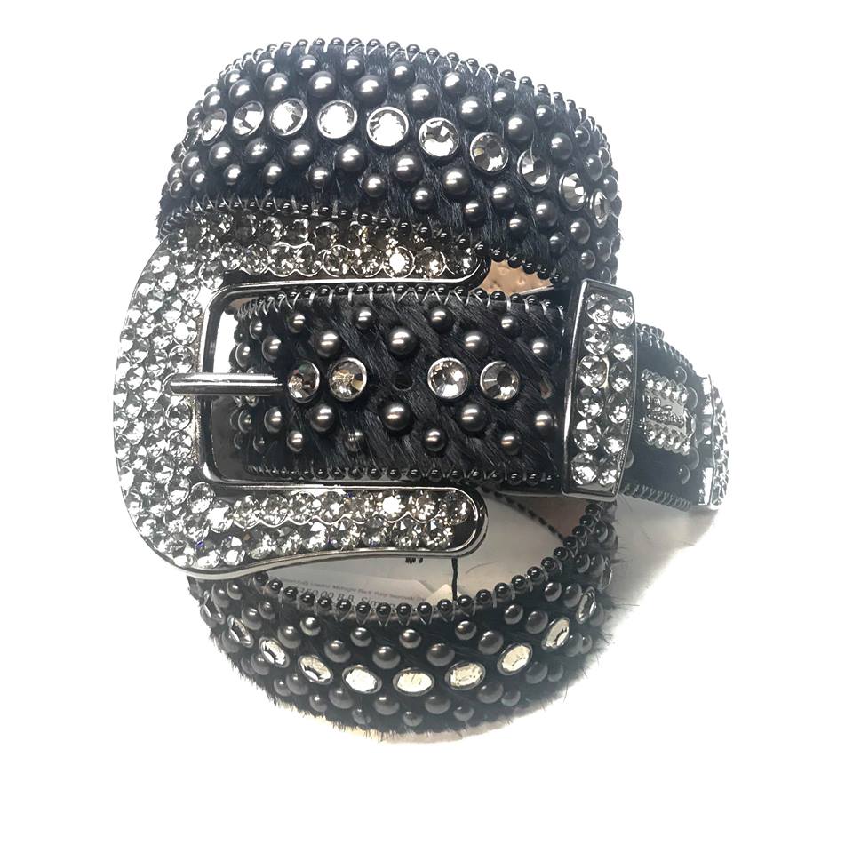 b.b. Simon Fully Loaded 'Midnight Black' Pony Crystal Belt – Dudes