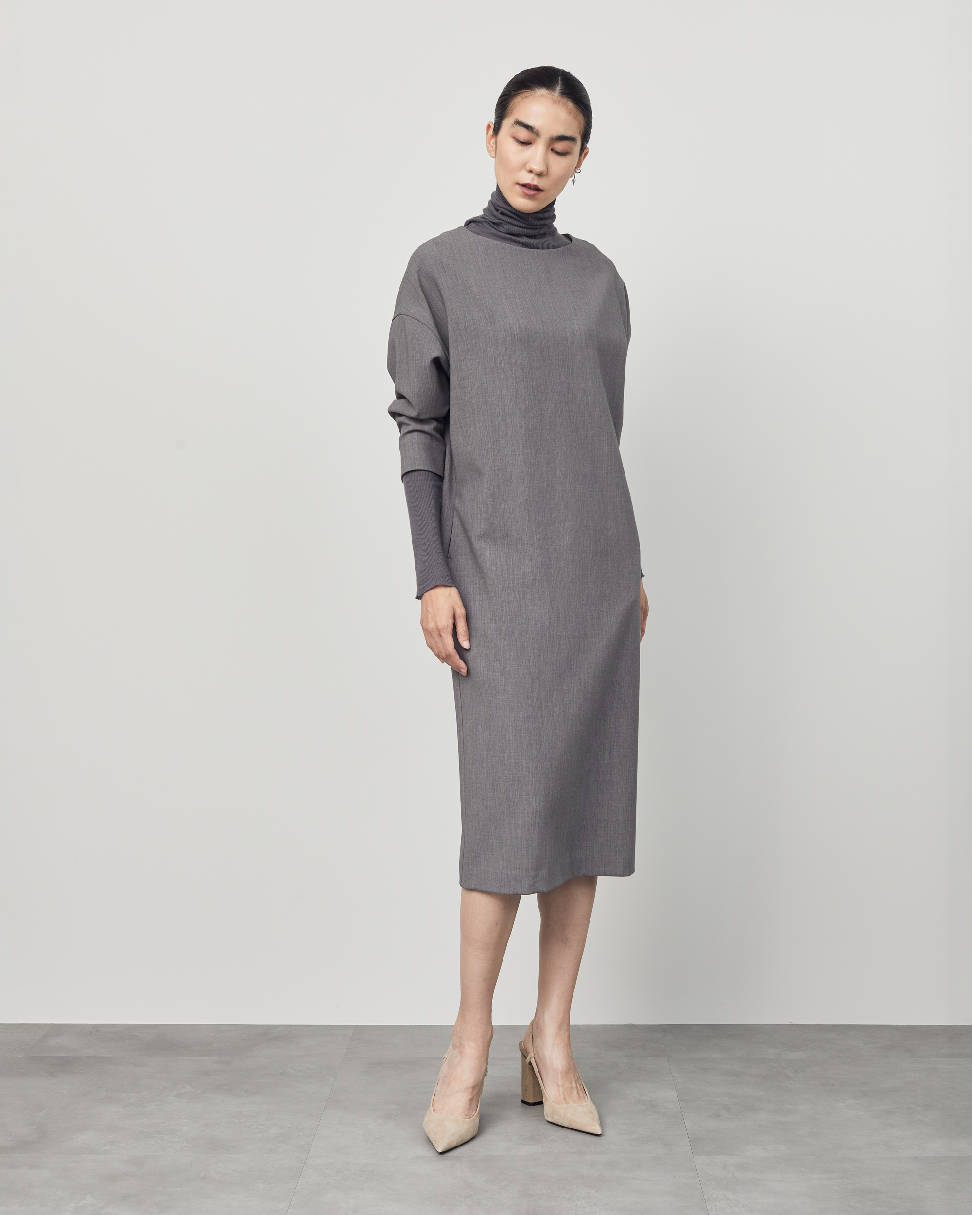 ウールライク9分袖ワンピース-SOÉJU online store｜上質な大人の女性の