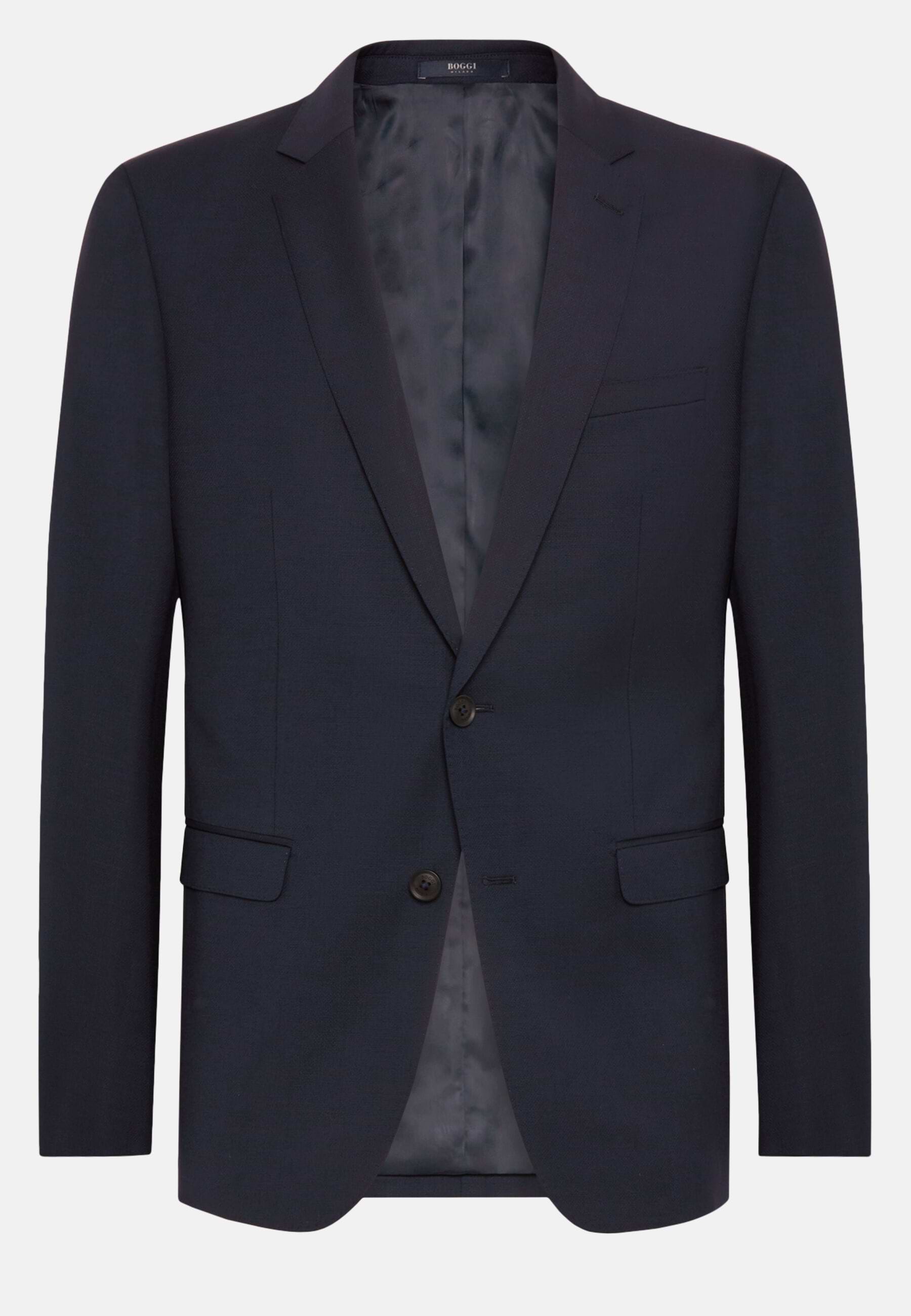 Men's Micro patterned stretch wool blazer, Navy blue | Boggi Milano