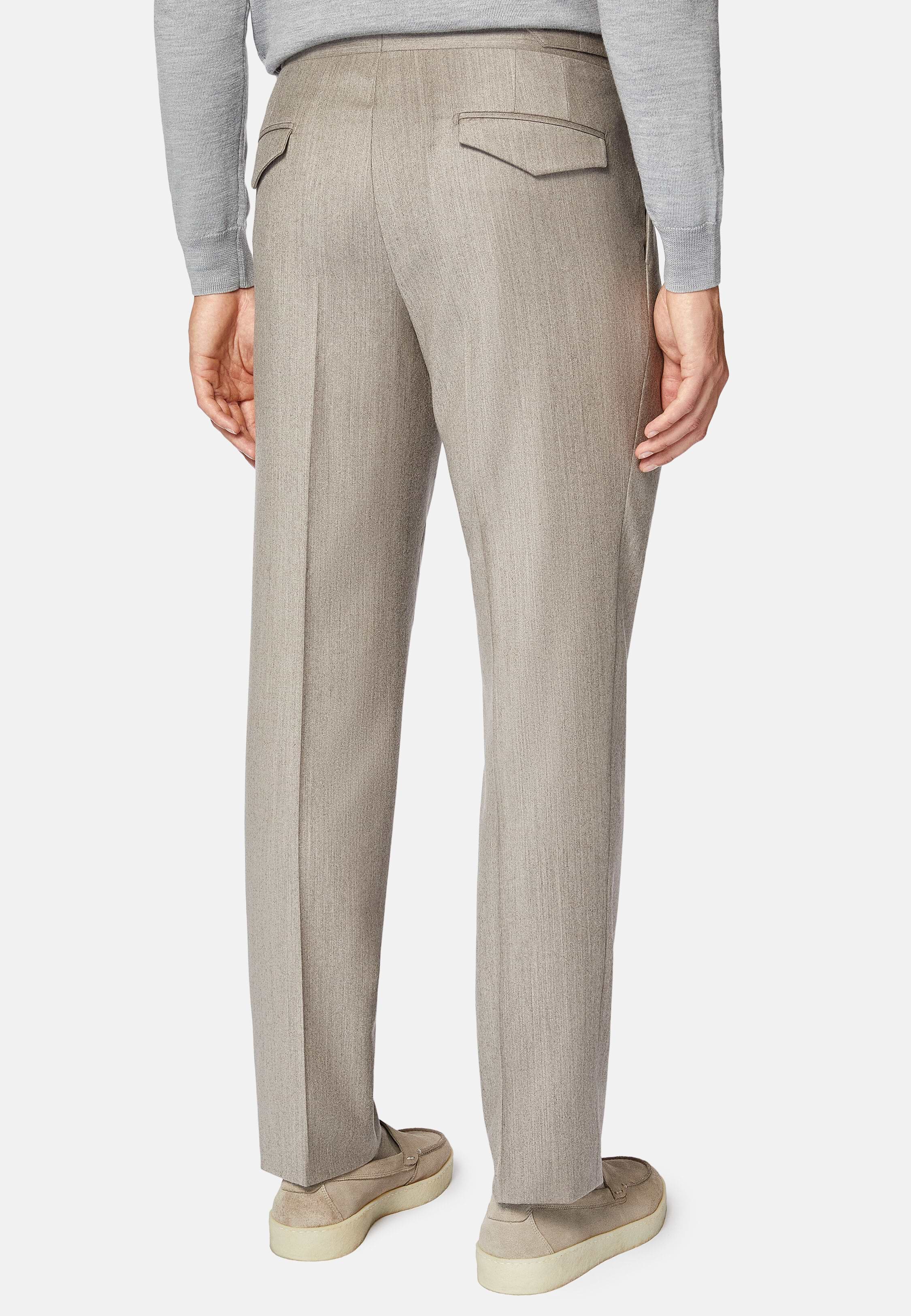 Men's Cashmere Wool Flannel Trousers | Boggi Milano