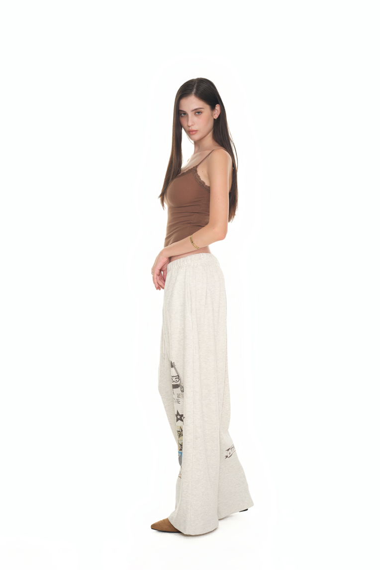 Printed Waffle Pants Ivory | toomuchtax 투머치택스