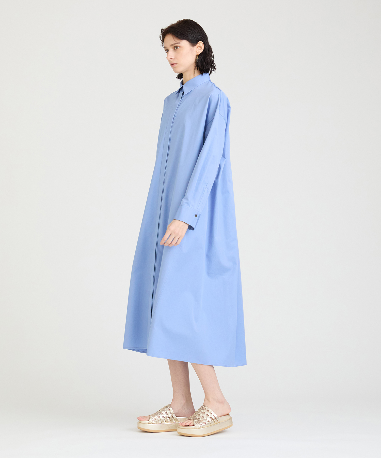 コットンサテンシャツワンピース ｜ハウス オブ ロータス＜HOUSE OF