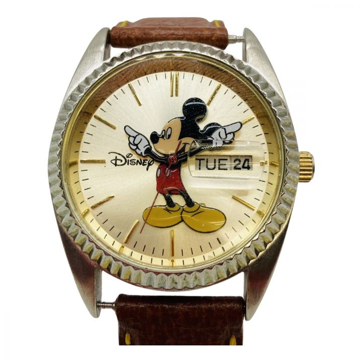 Disney ディズニー ミッキーマウス クォーツ 腕時計 レザーバンド
