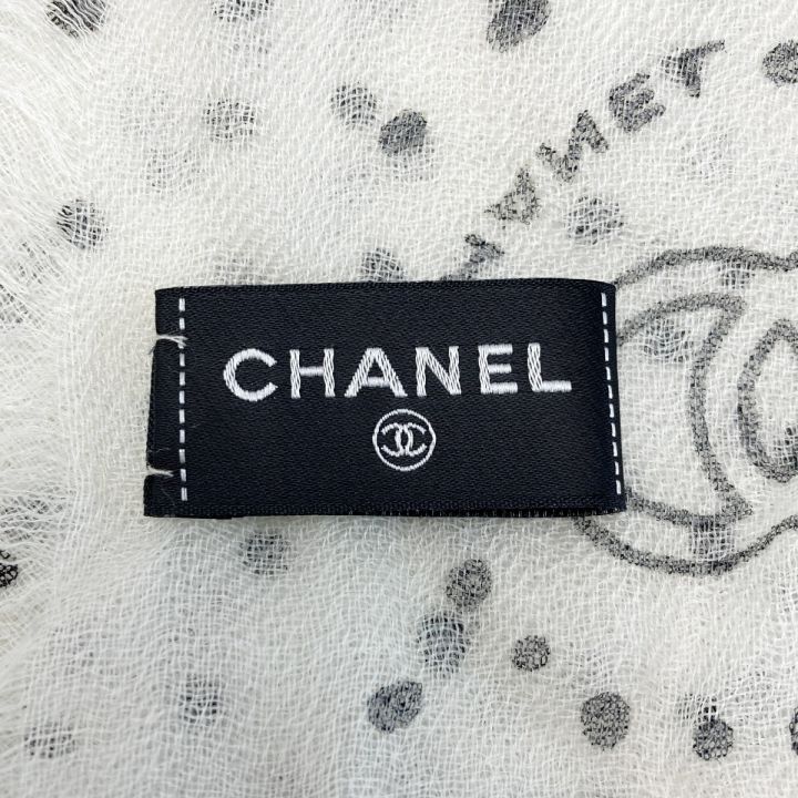 CHANEL シャネル ドット柄 ロゴ ストール アイボリー ココマーク