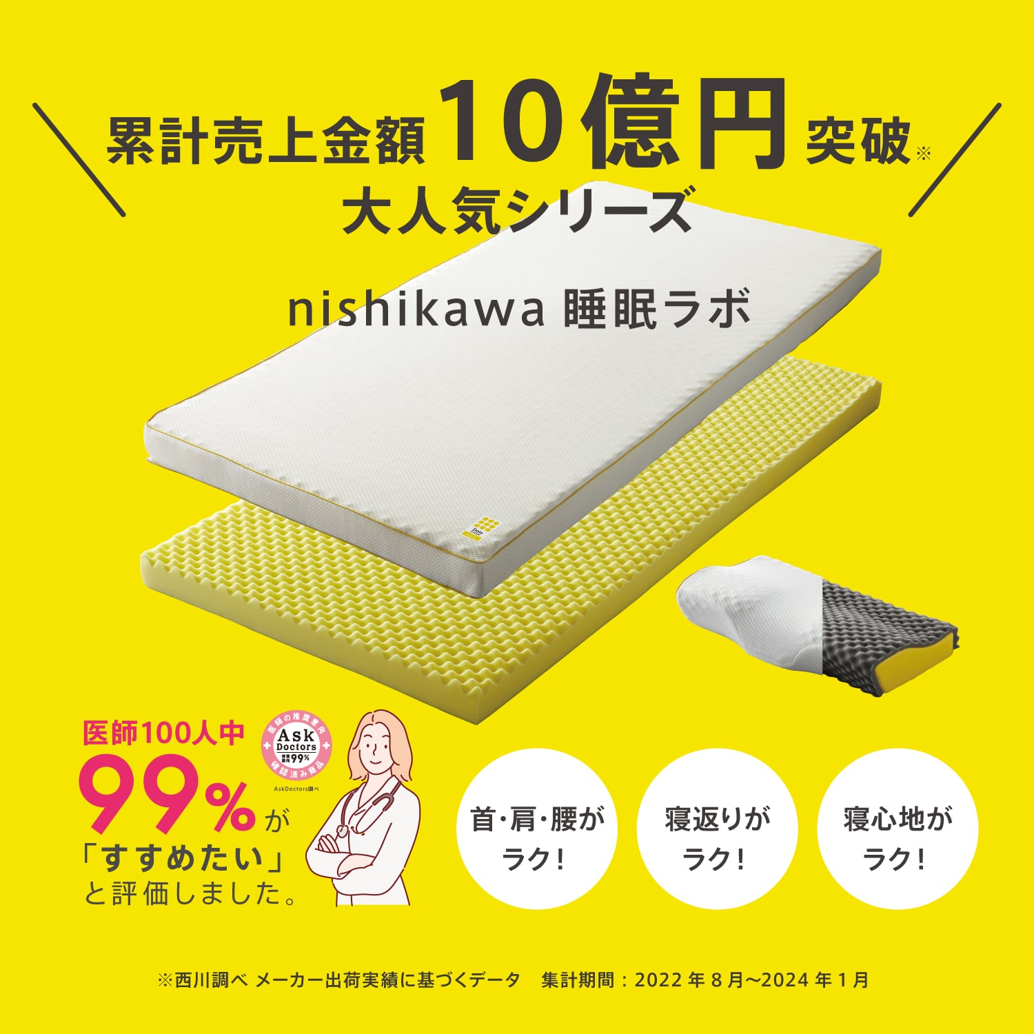 nishikawa[西川]睡眠Labo Dots Plusヘルシーマットレス シングルサイズ