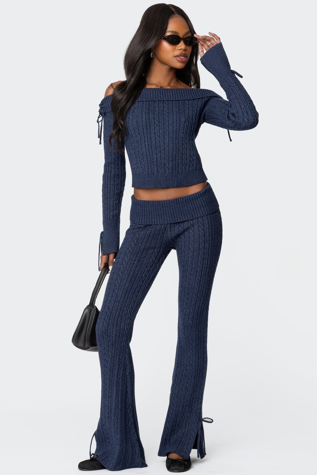 Chase Fold Over Cable Knit Top – edikted