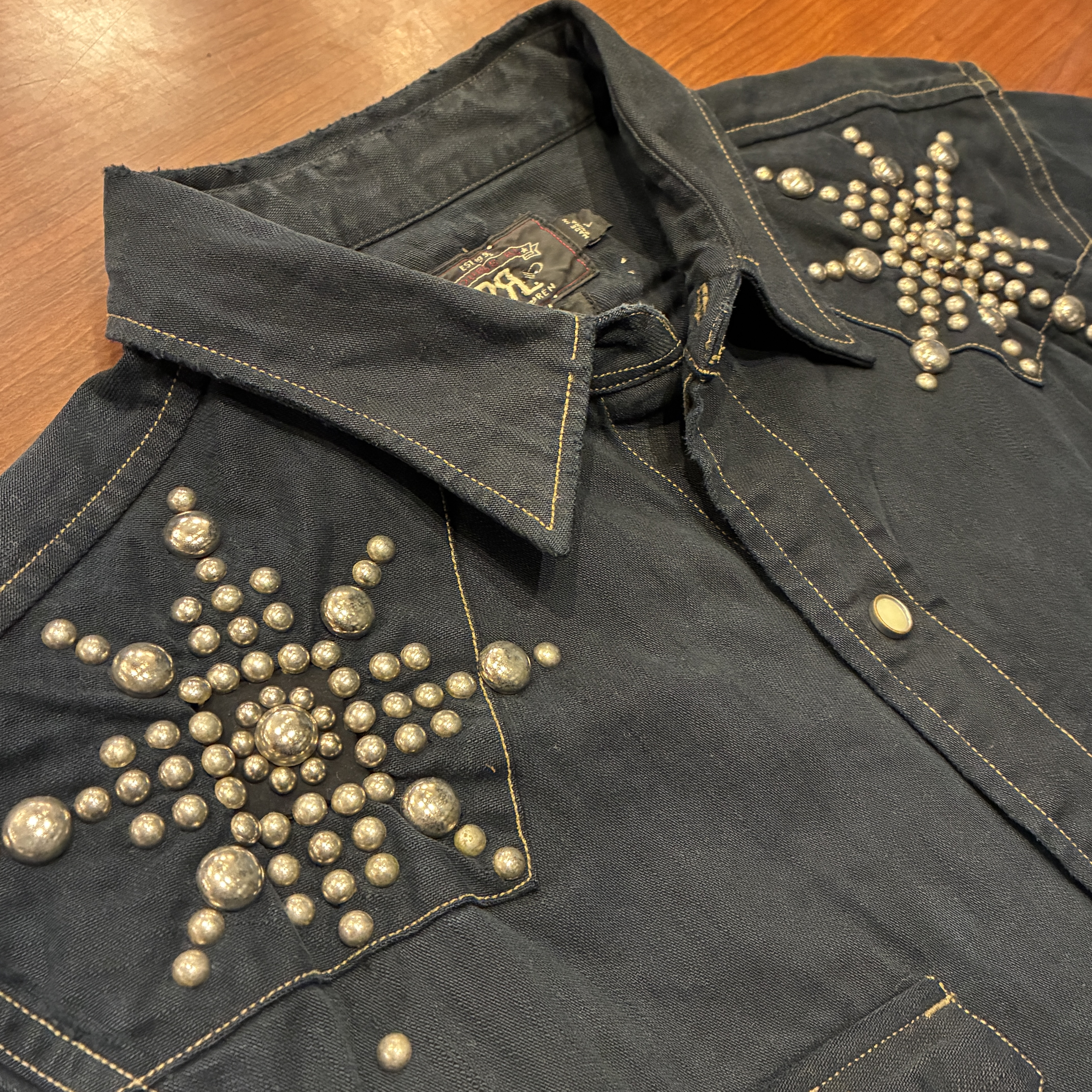 RRL STUDS WESTERN SHIRT OLD MODEL RE-DYE BLACK｜SAFARI サファリ