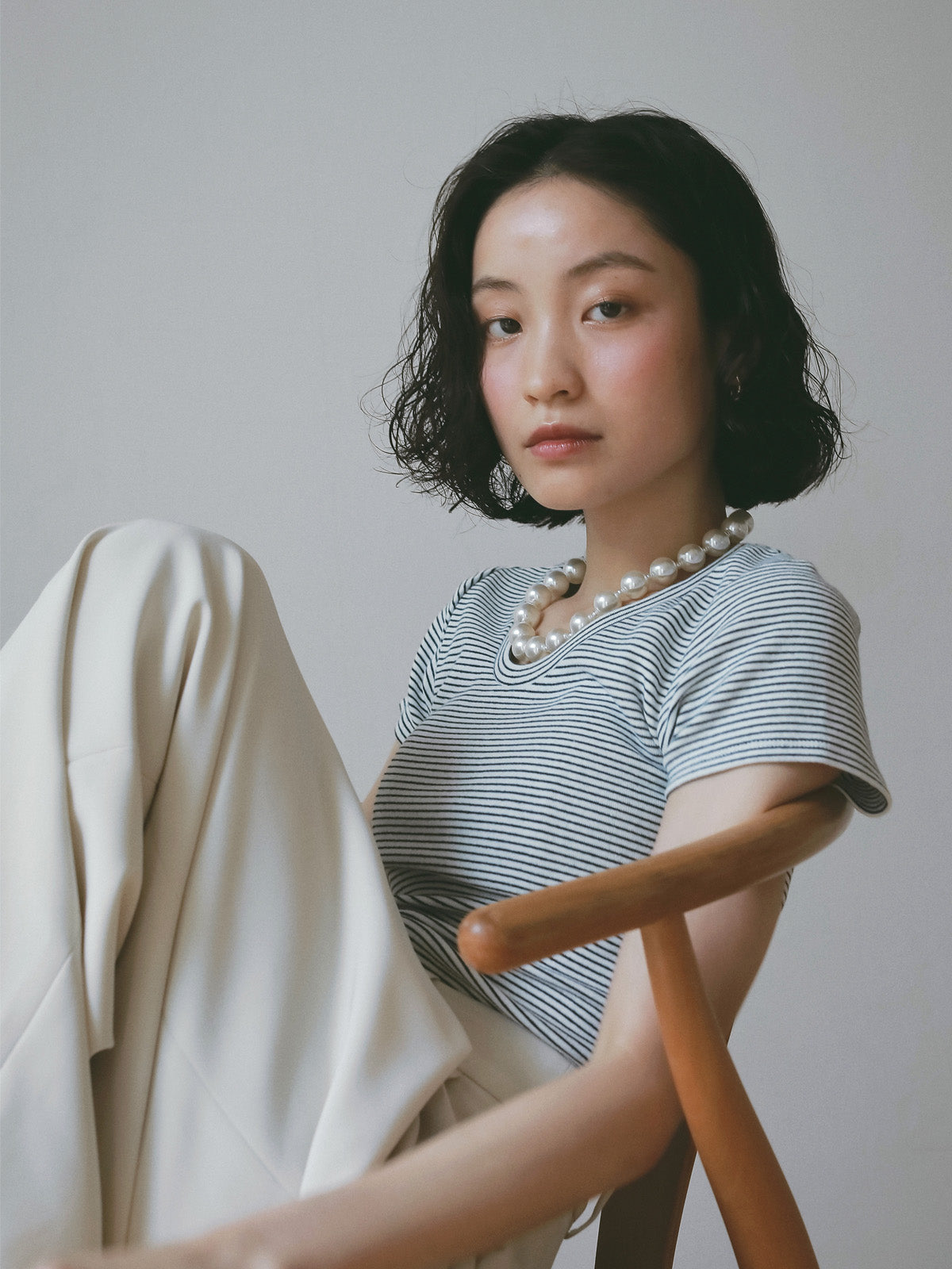ボーダーリブTシャツ
