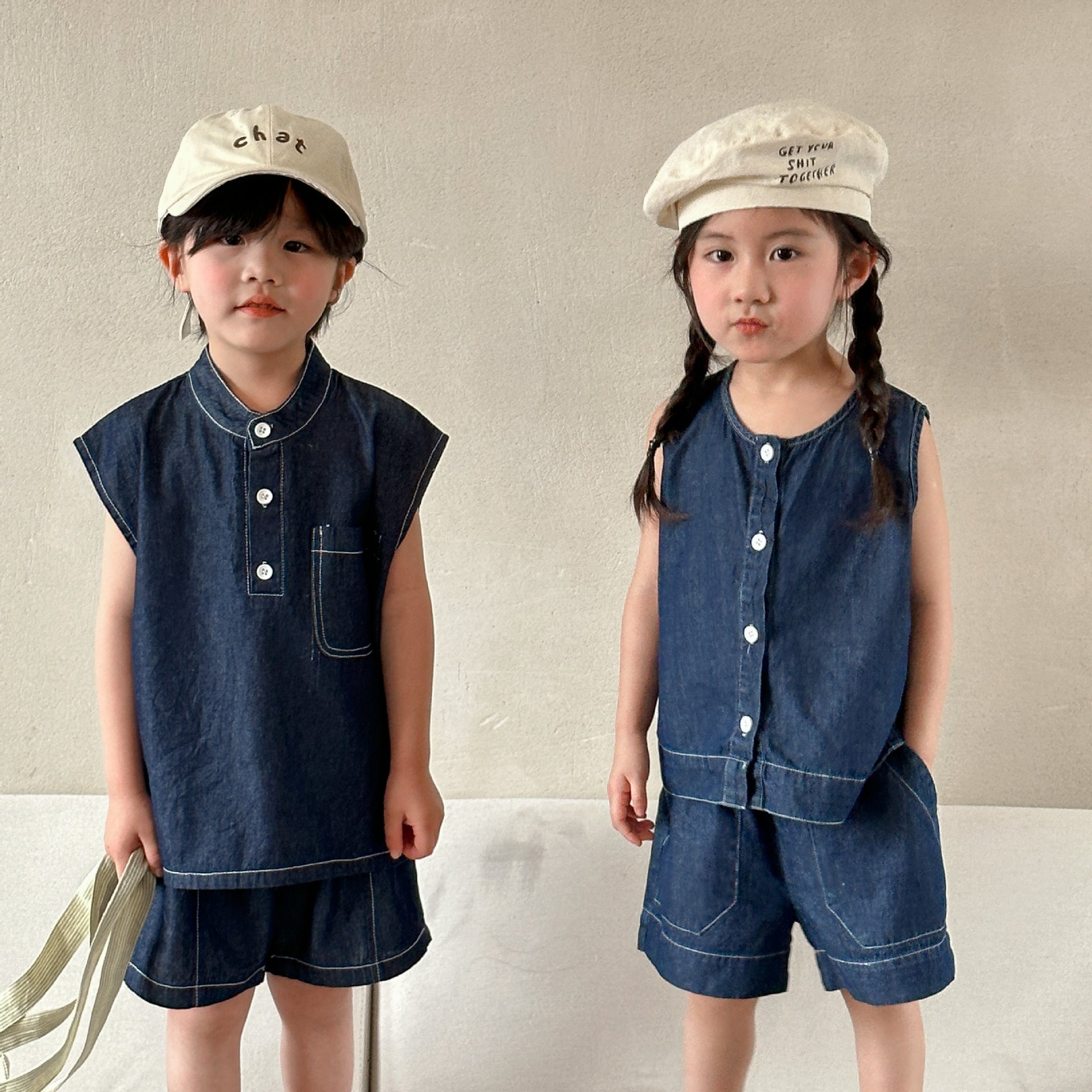80-150】ノースリーブデニムセットアップ｜ELMO-こども服エルモ