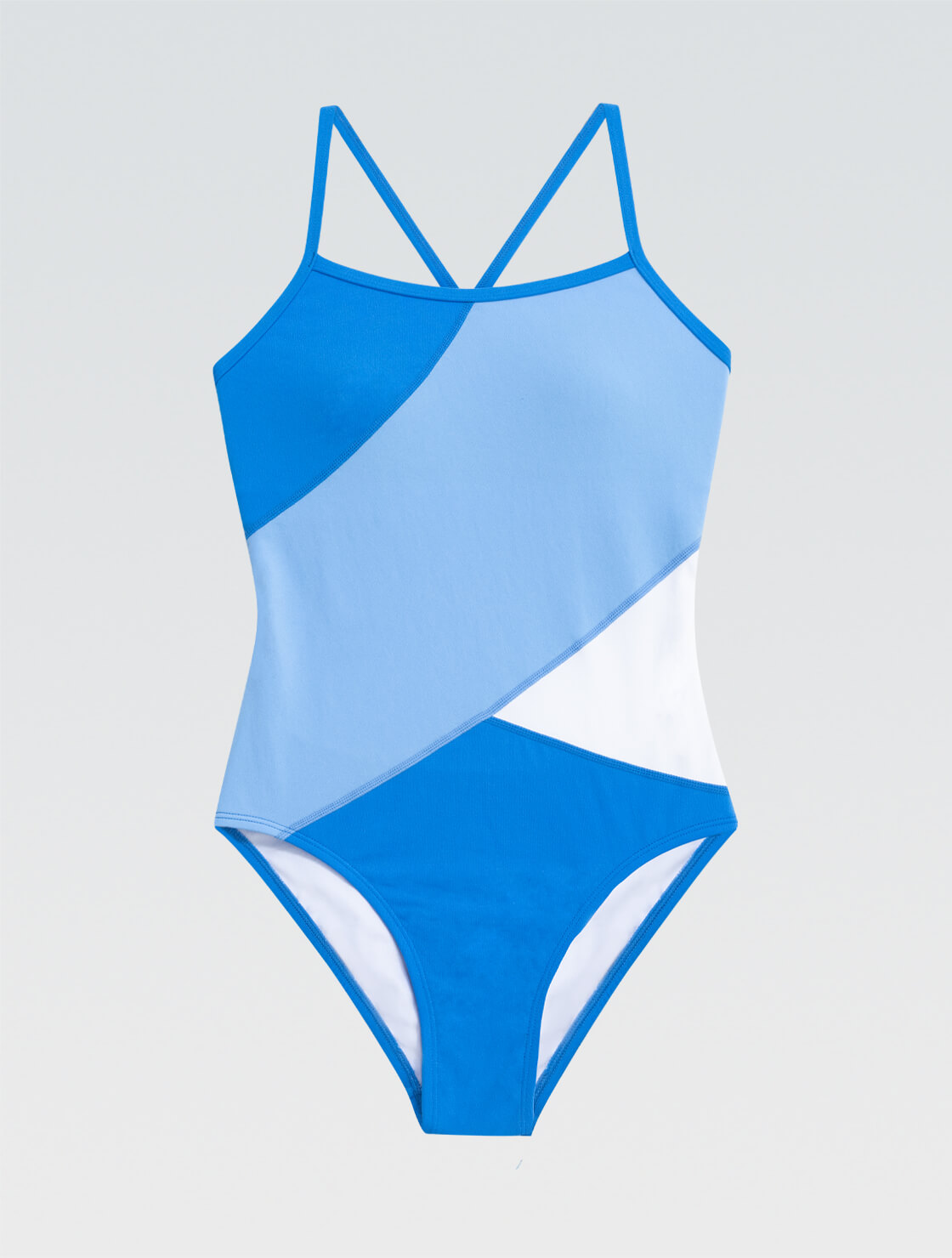 Women's Blue and Light Blue One Piece Swimsuit | Moderate Coverage