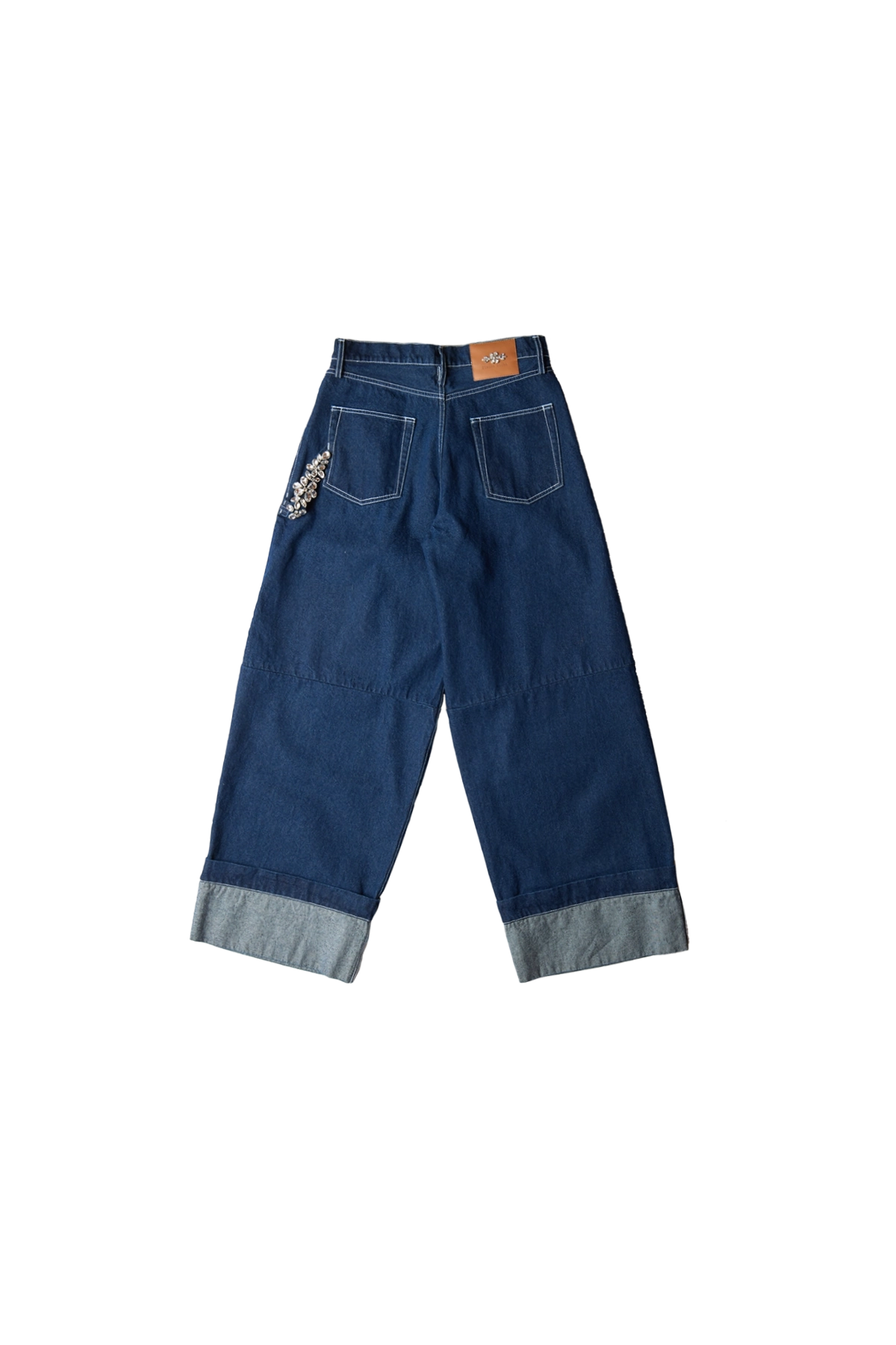 Simone Rocha Wide Leg Puddle Denim Jeans W/ Emb Blue – ESSXNYC