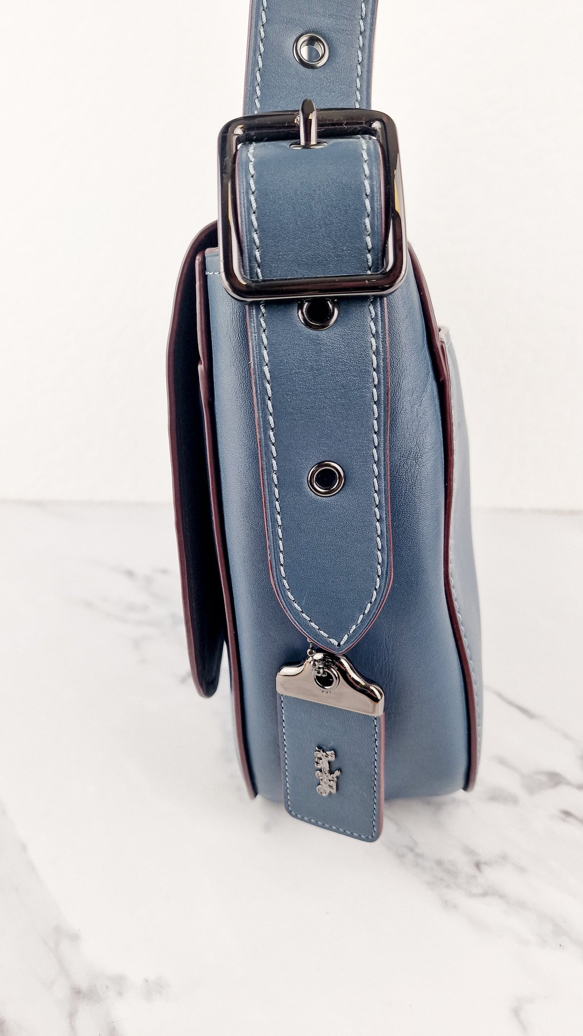 Coach 1941 Saddle 33 Large Dark Denim Blue Bag - Smooth Leather