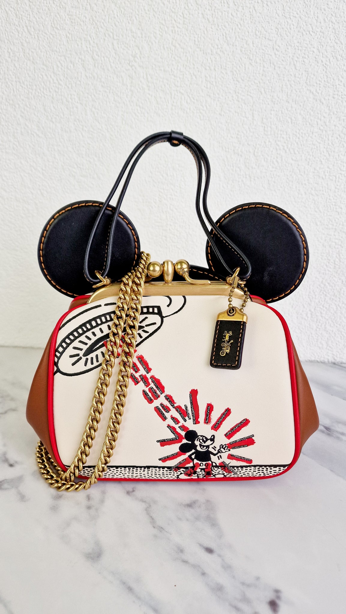 Disney x Coach x Keith Haring Mickey Mouse Kisslock Bag in Smooth