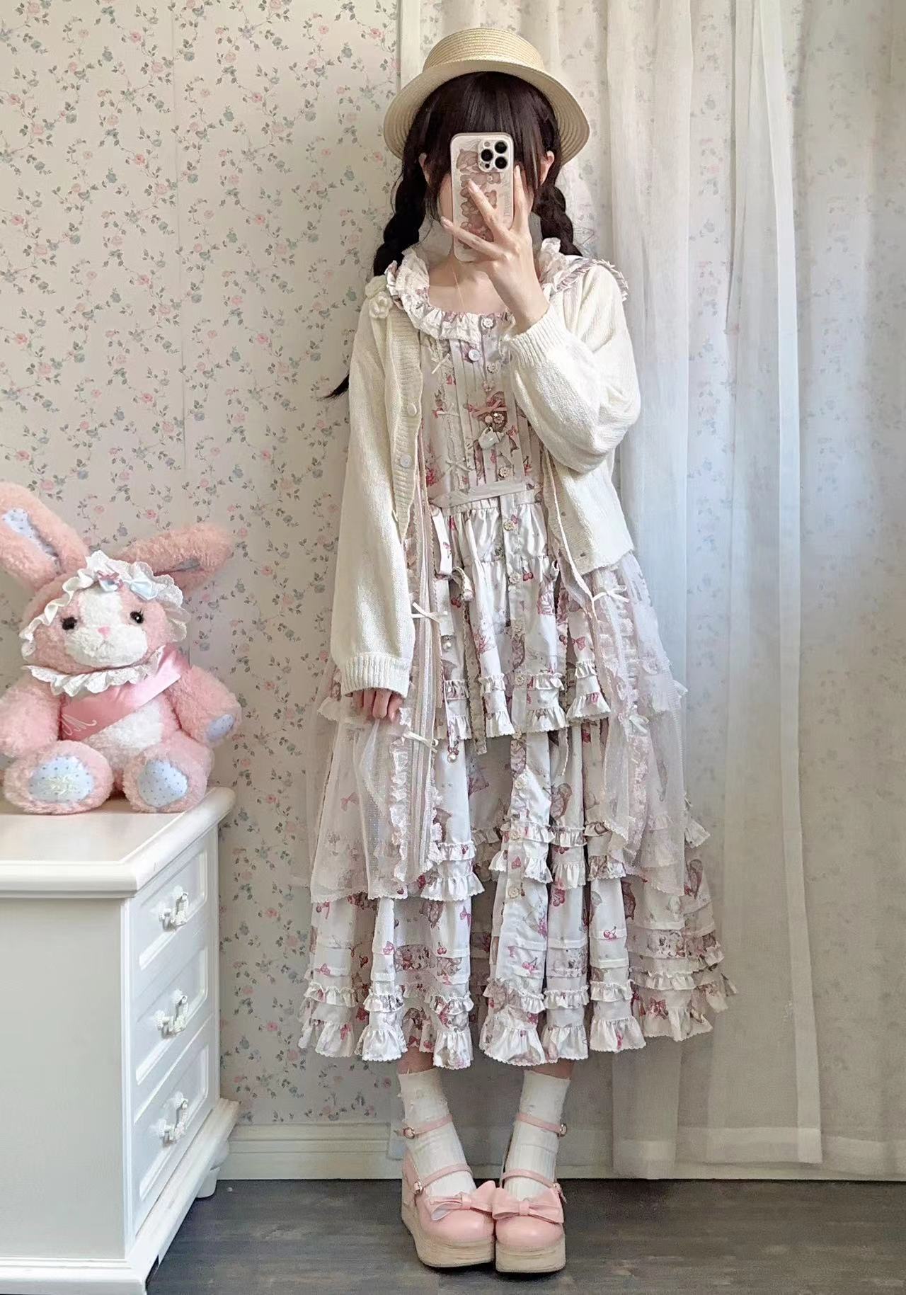 リスとウサギのジャンパースカート【Cotton Rabbit】 – Epetice