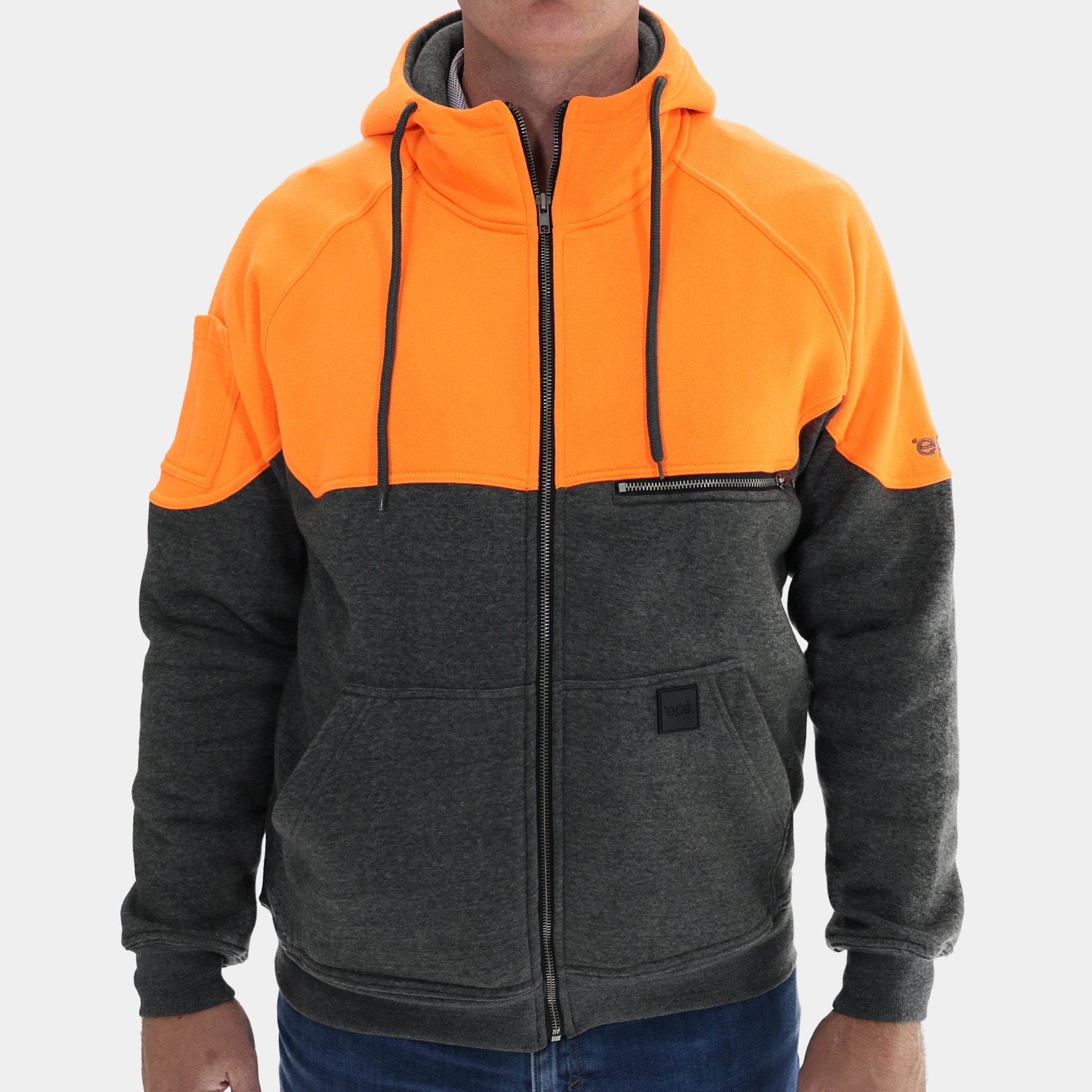 Peak Zip Up Hoodie - Hi Vis Orange Thermal Work Outerwear – Epik