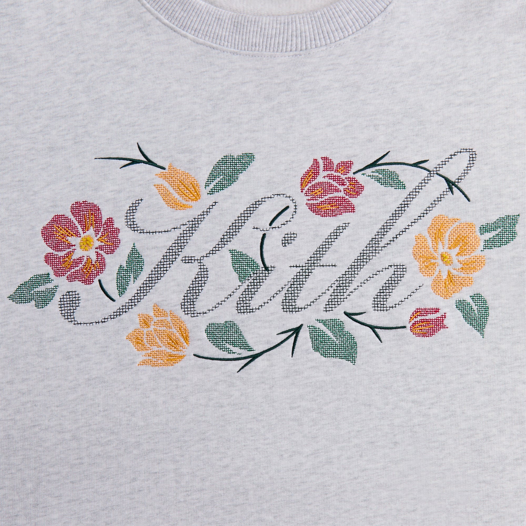 Kith Floral Script Nelson Crewneck - Light Heather Grey – Kith Europe