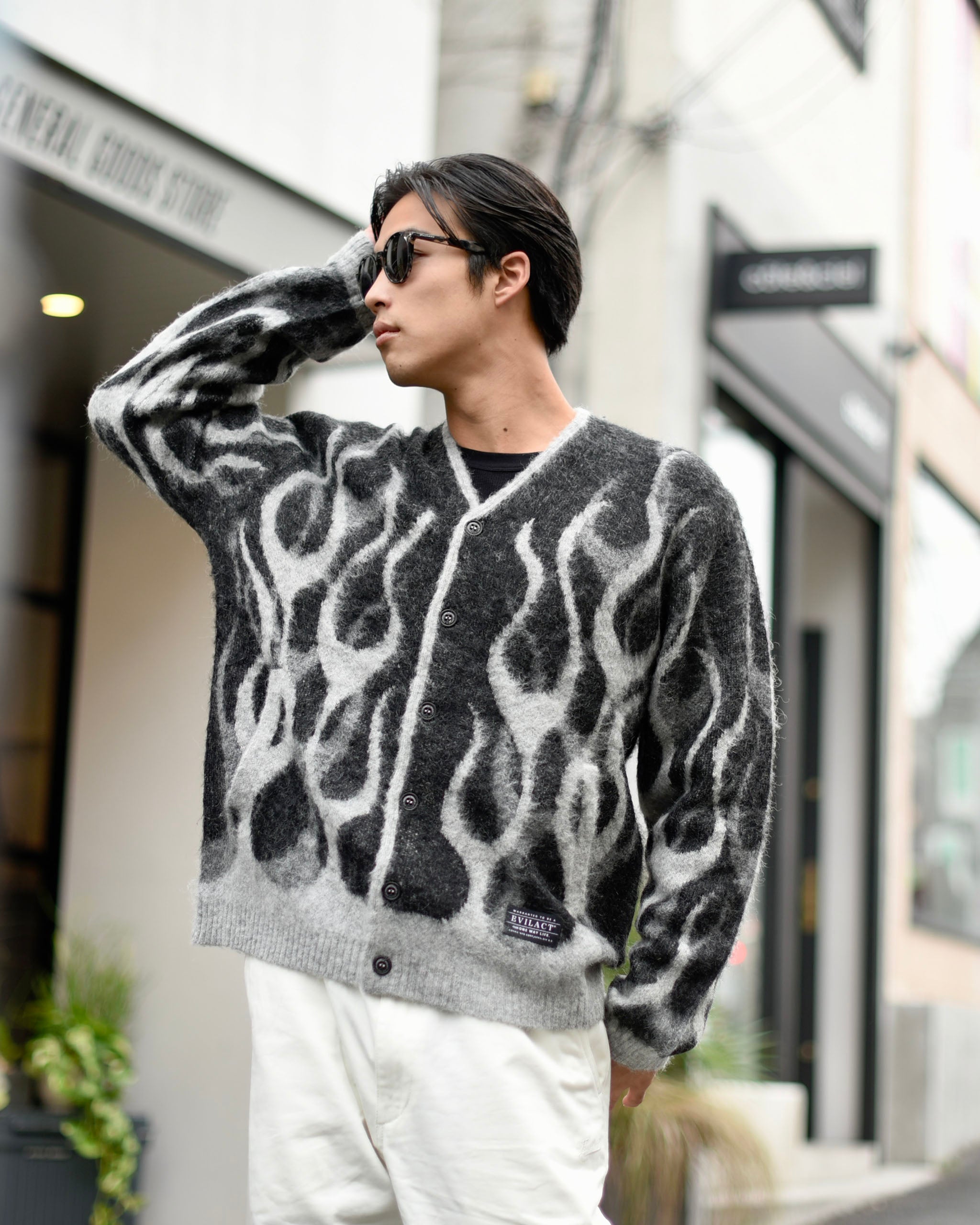 EVILACT FLAMES MOHAIR CARDIGAN burgundy | EVILACT (イーブルアクト