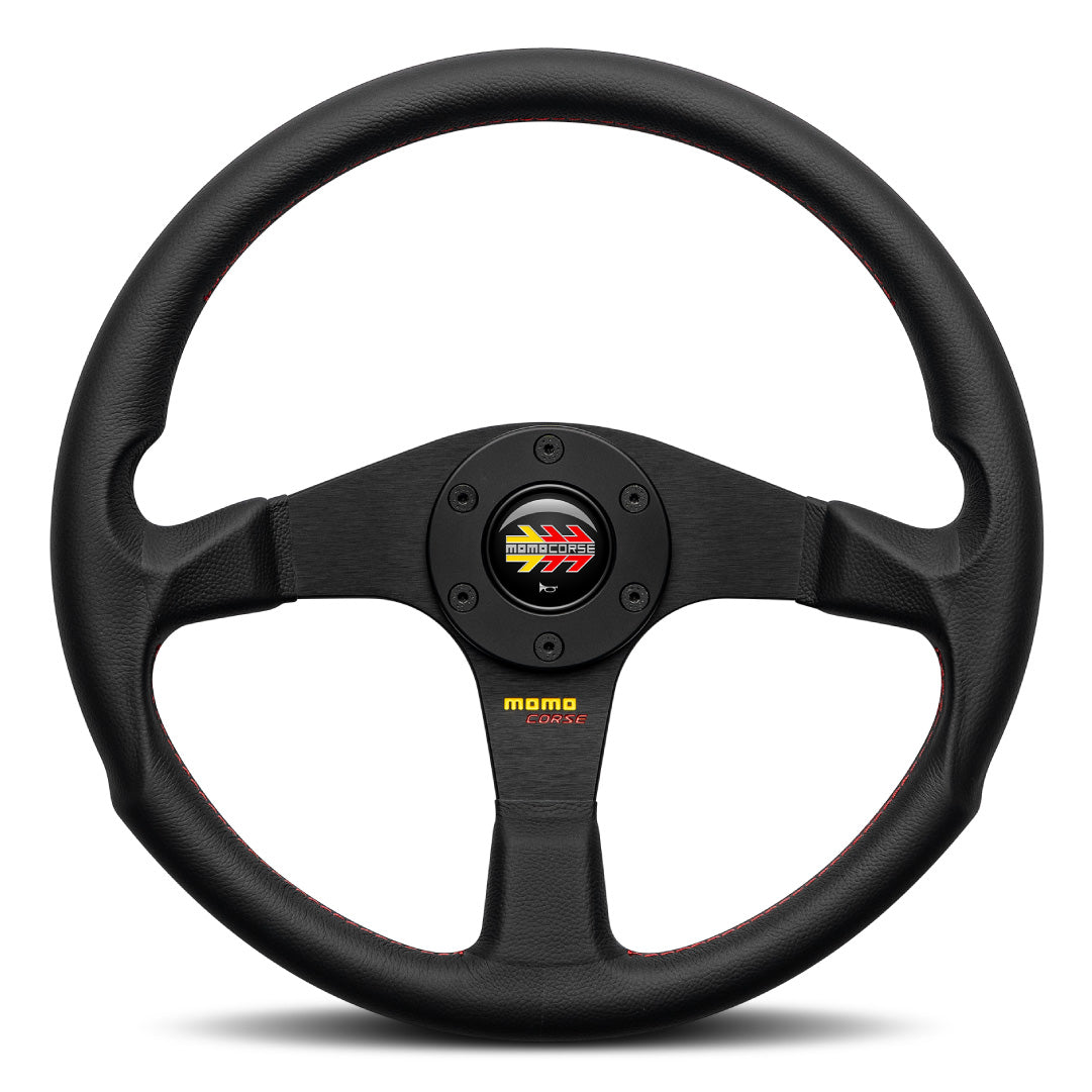 MOMO Corse 2.0 Steering Wheel - Black Leather Black Spokes 350mm