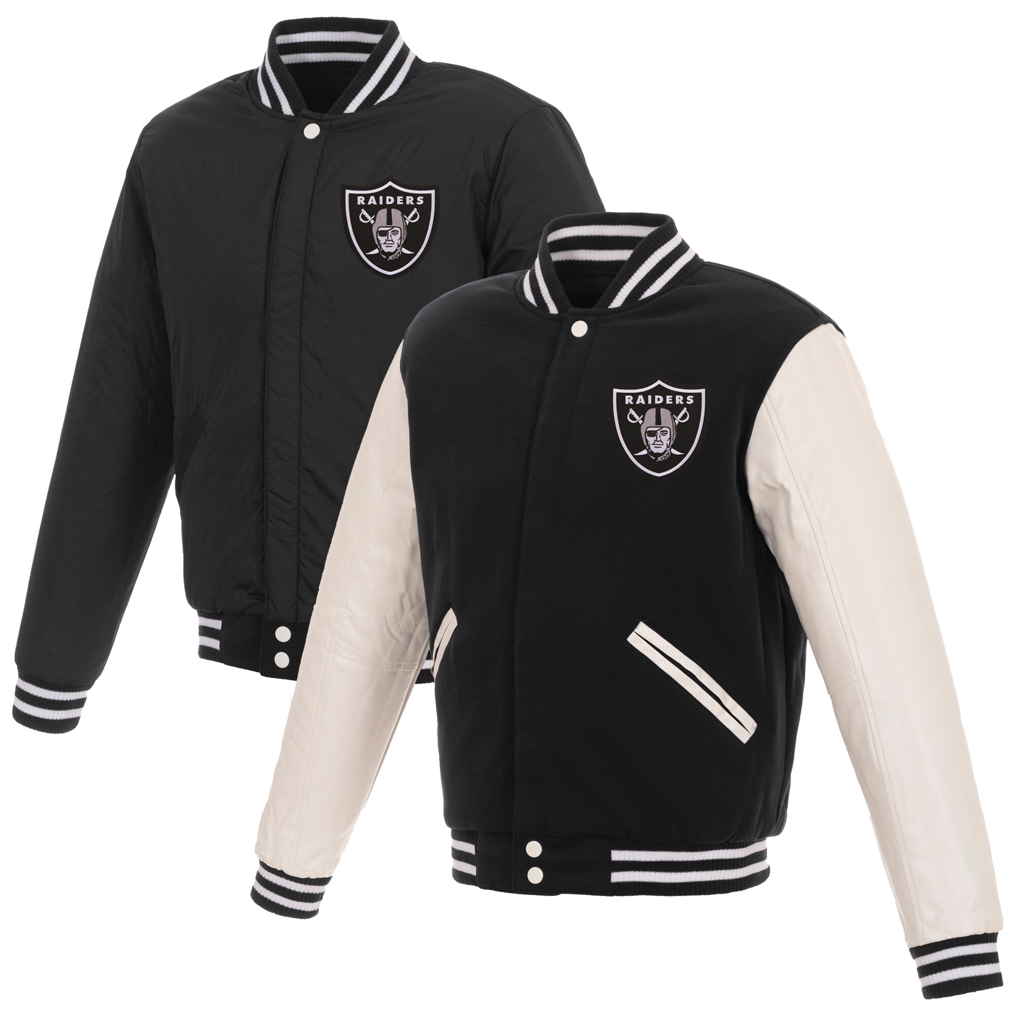 Men's Las Vegas Raiders JH Design Black/White Reversible Fleece