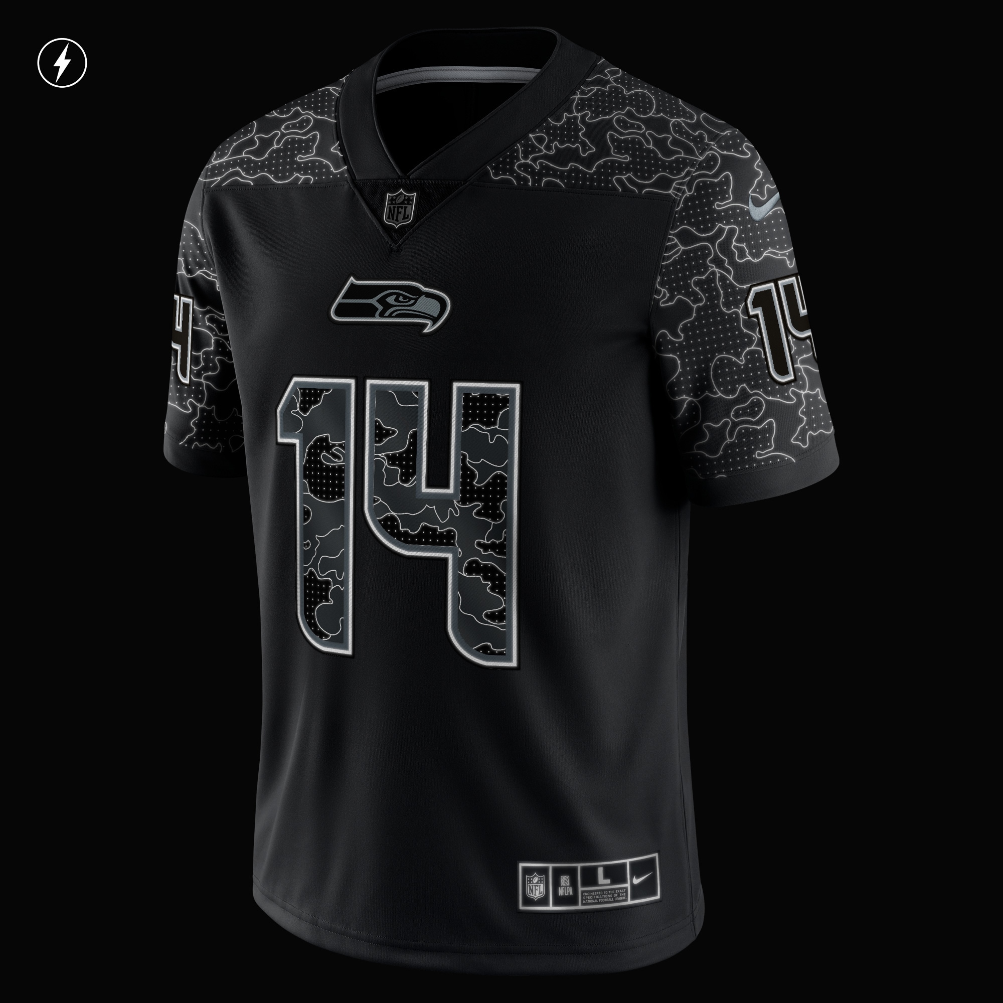 Men's Nike DK Metcalf Black Seattle Seahawks RFLCTV Limited Jersey
