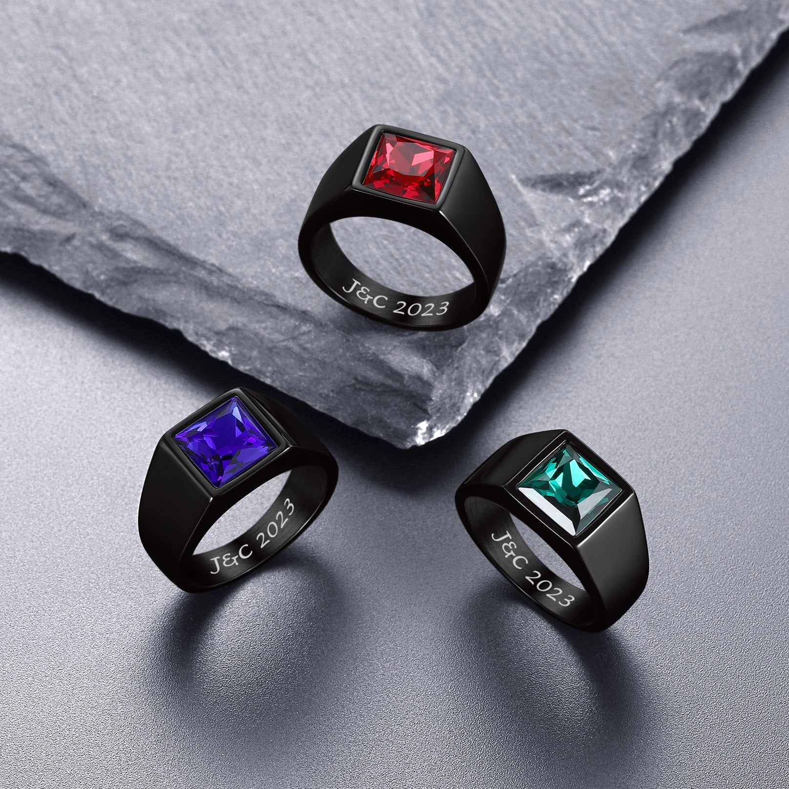 Men's Black Gemstone Ring | Birthstone Gift – FaithHeart Jewelry