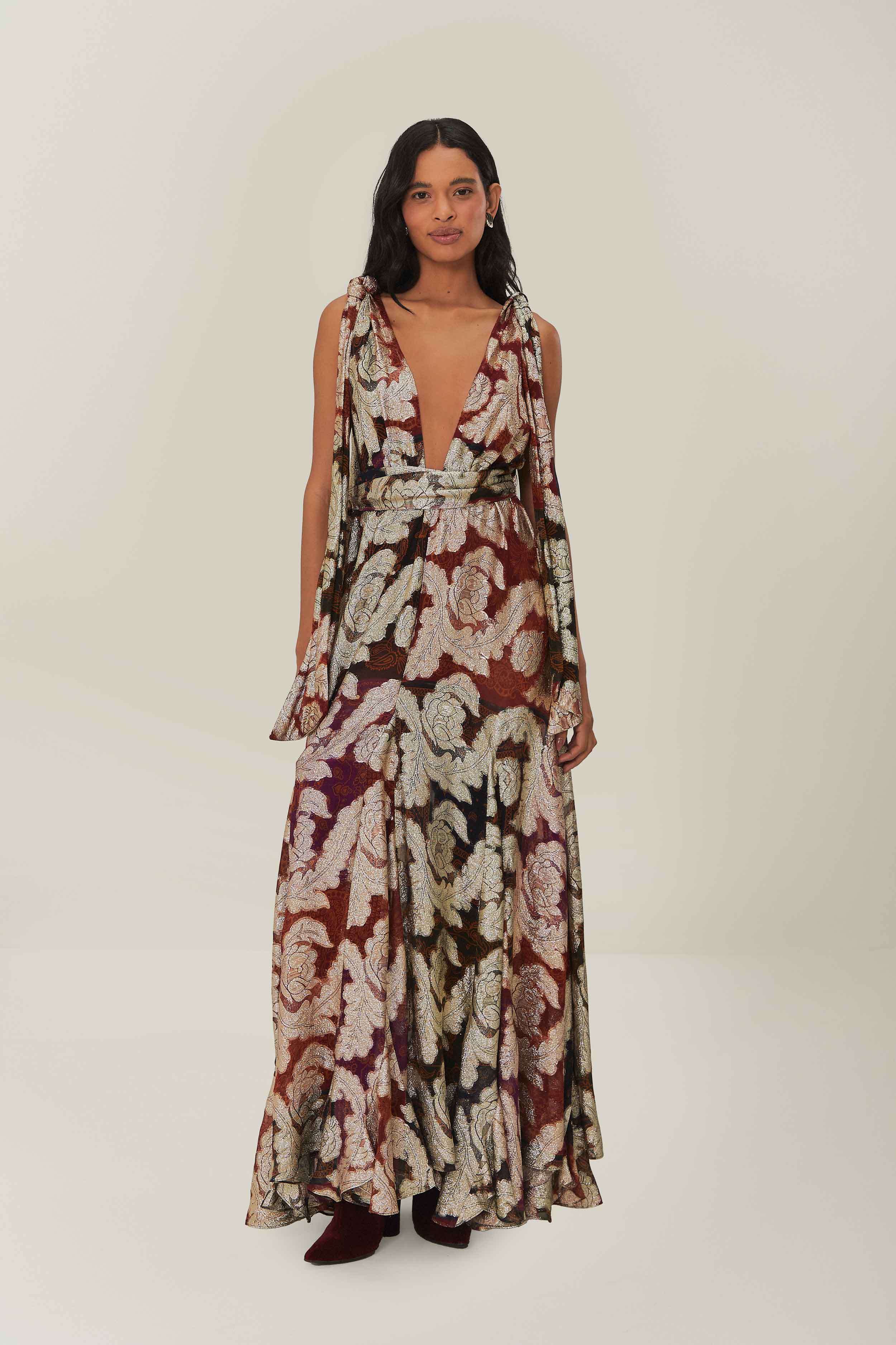 Jacquard Lurex Sleeveless Maxi Dress – FARM Rio