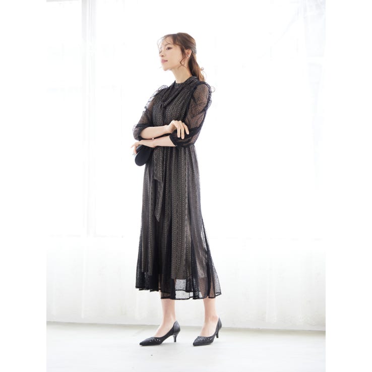 レンタル] BELINDA DE CAPRIS リボン付きギャザースリーブ レース