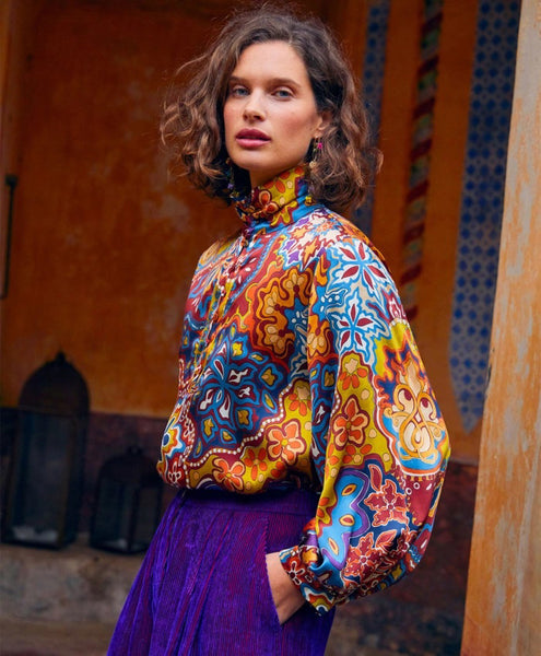 MOMONI - THIERRY BLOUSE IN PRINTED STRETCH SATIN - Fearrington Village